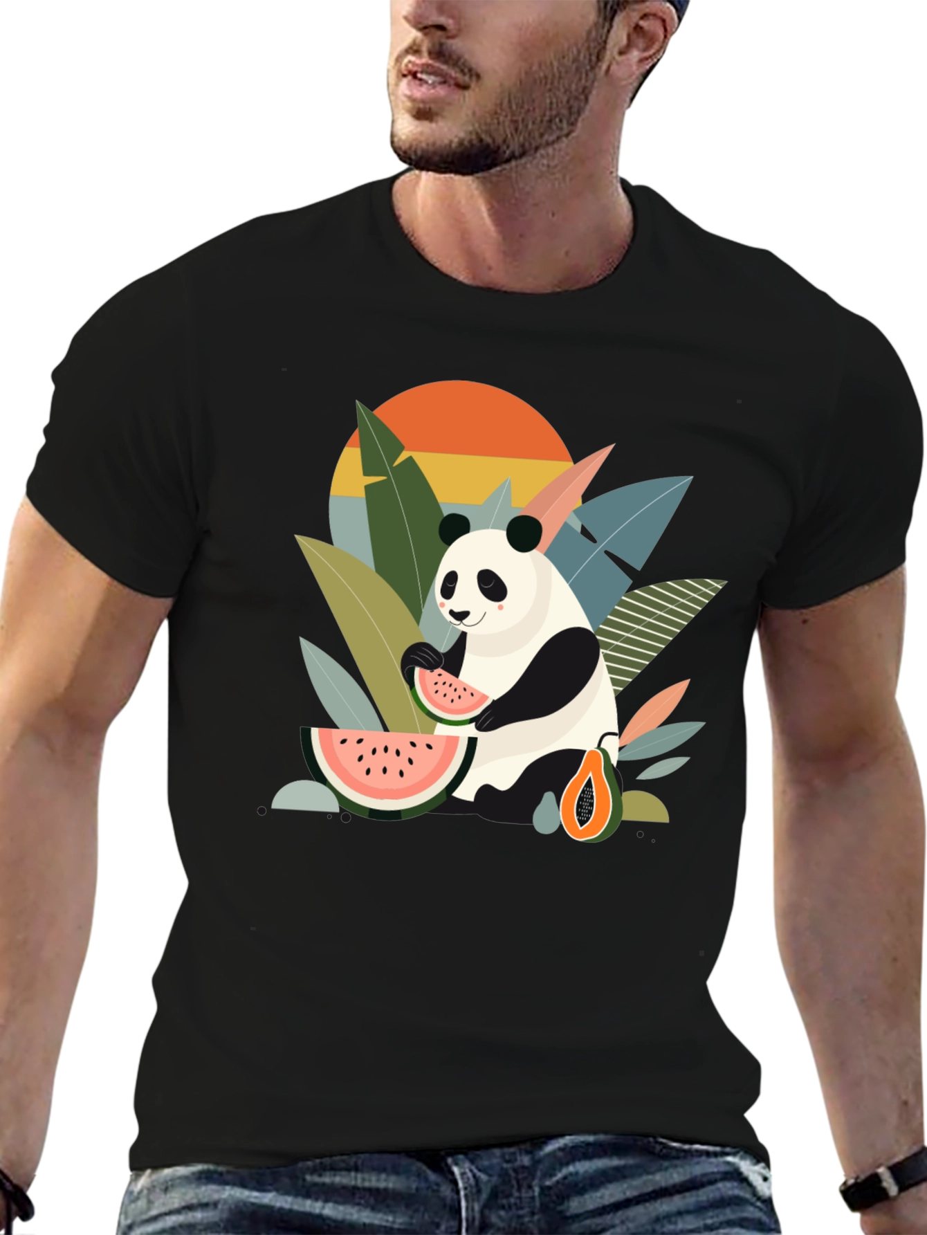 Panda Eating Watermelon T-Shirt - Tropical Vibes