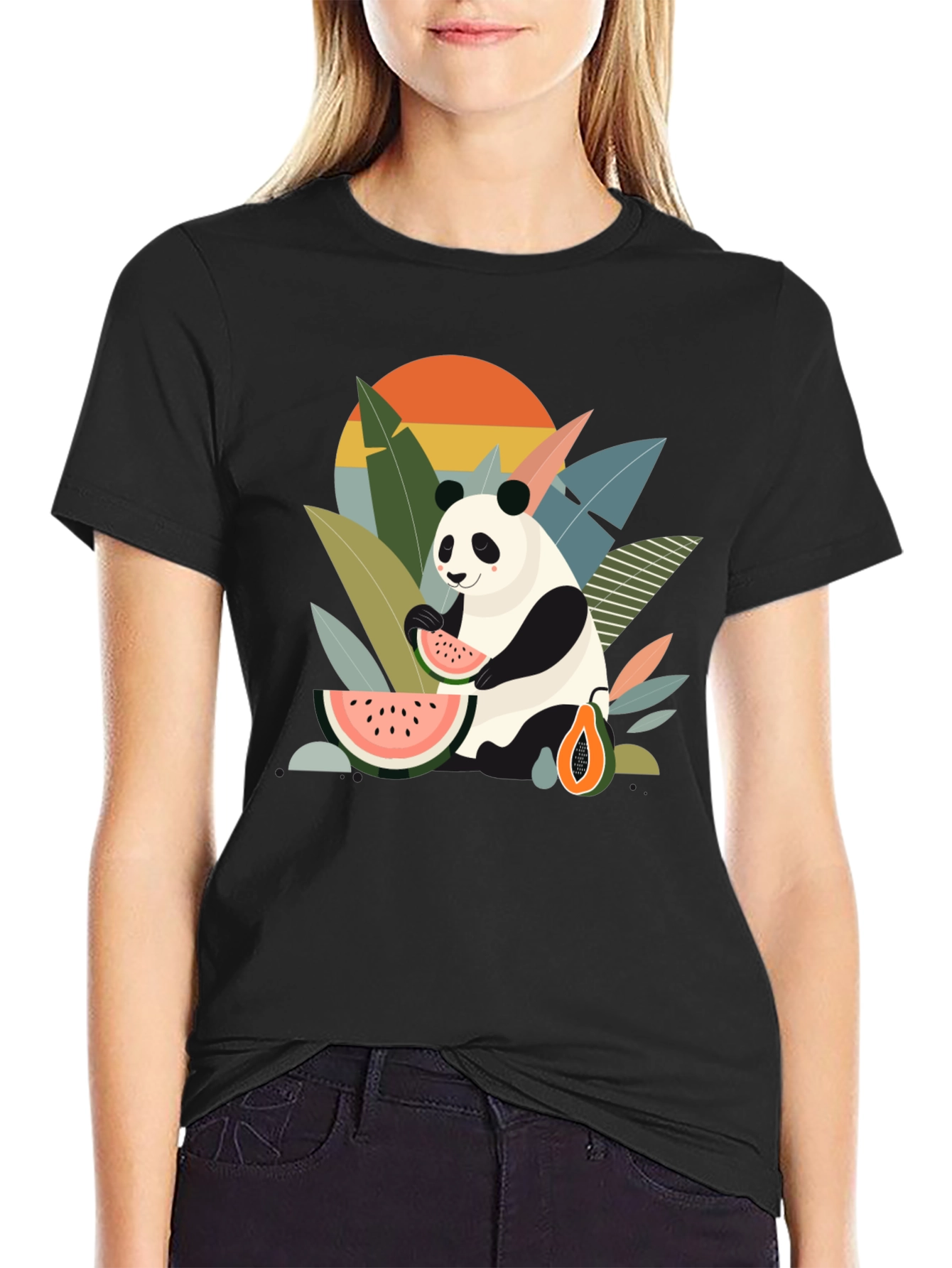 Panda Eating Watermelon T-Shirt - Tropical Vibes