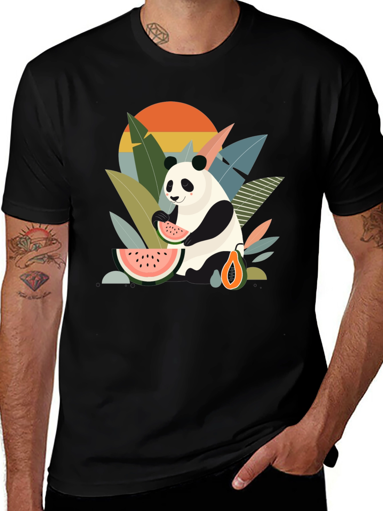 Panda Eating Watermelon T-Shirt - Tropical Vibes