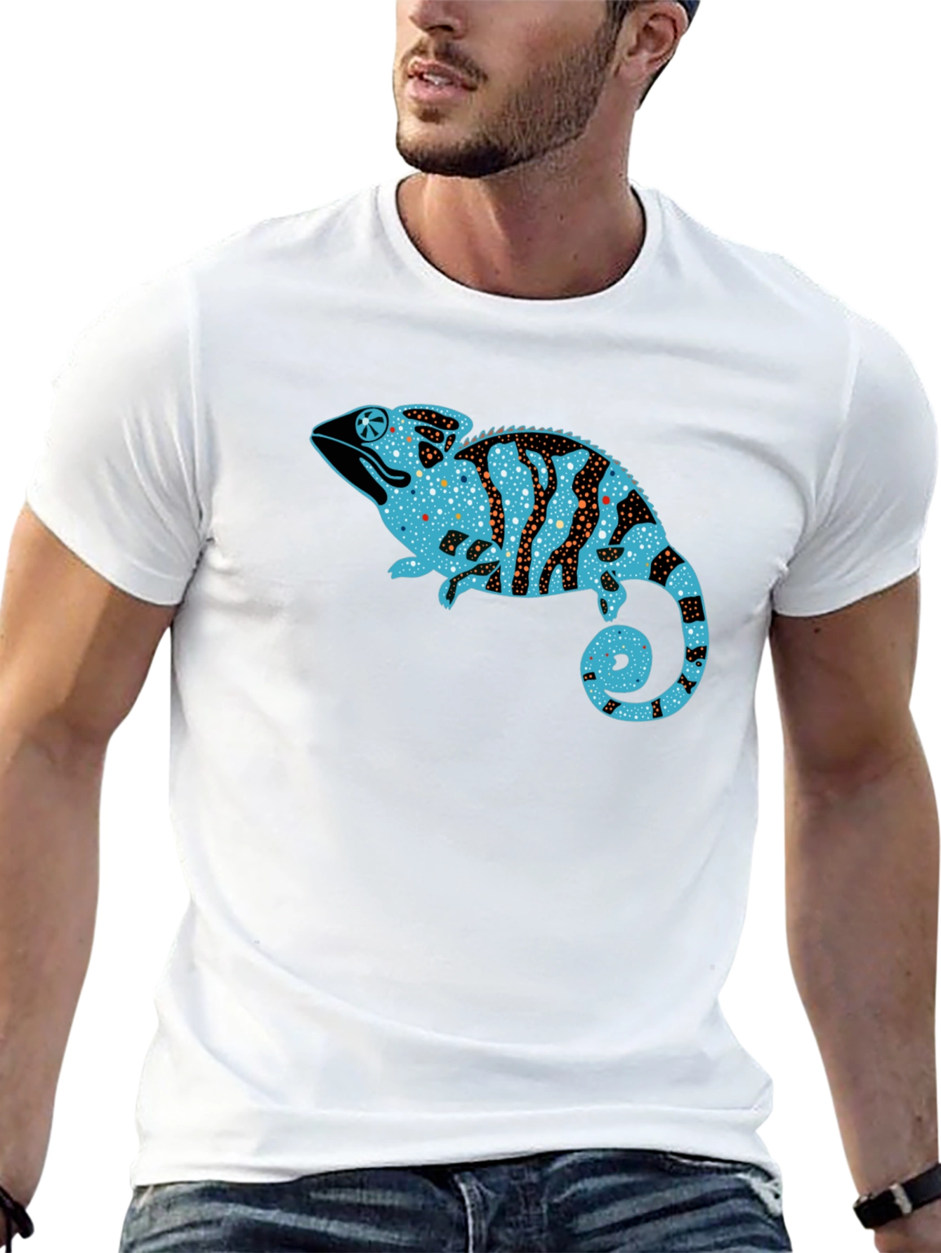 Chameleon Graphic Print Black T-Shirt