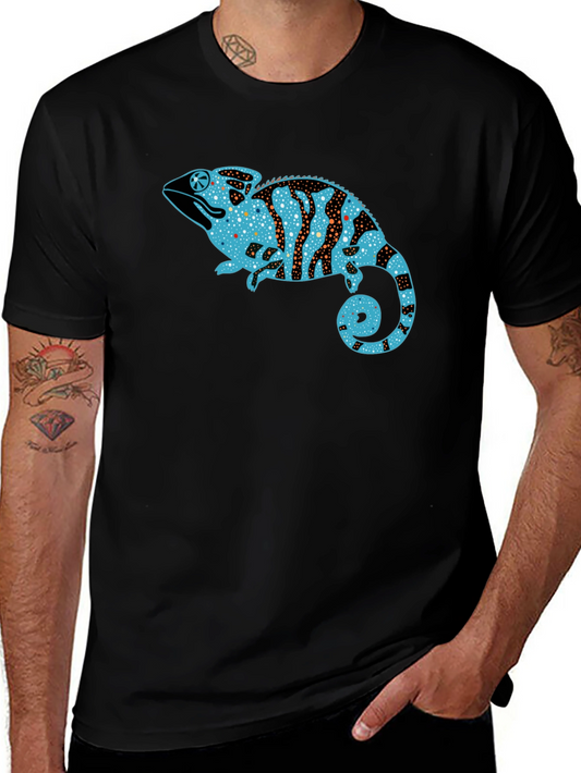 Chameleon Graphic Print Black T-Shirt