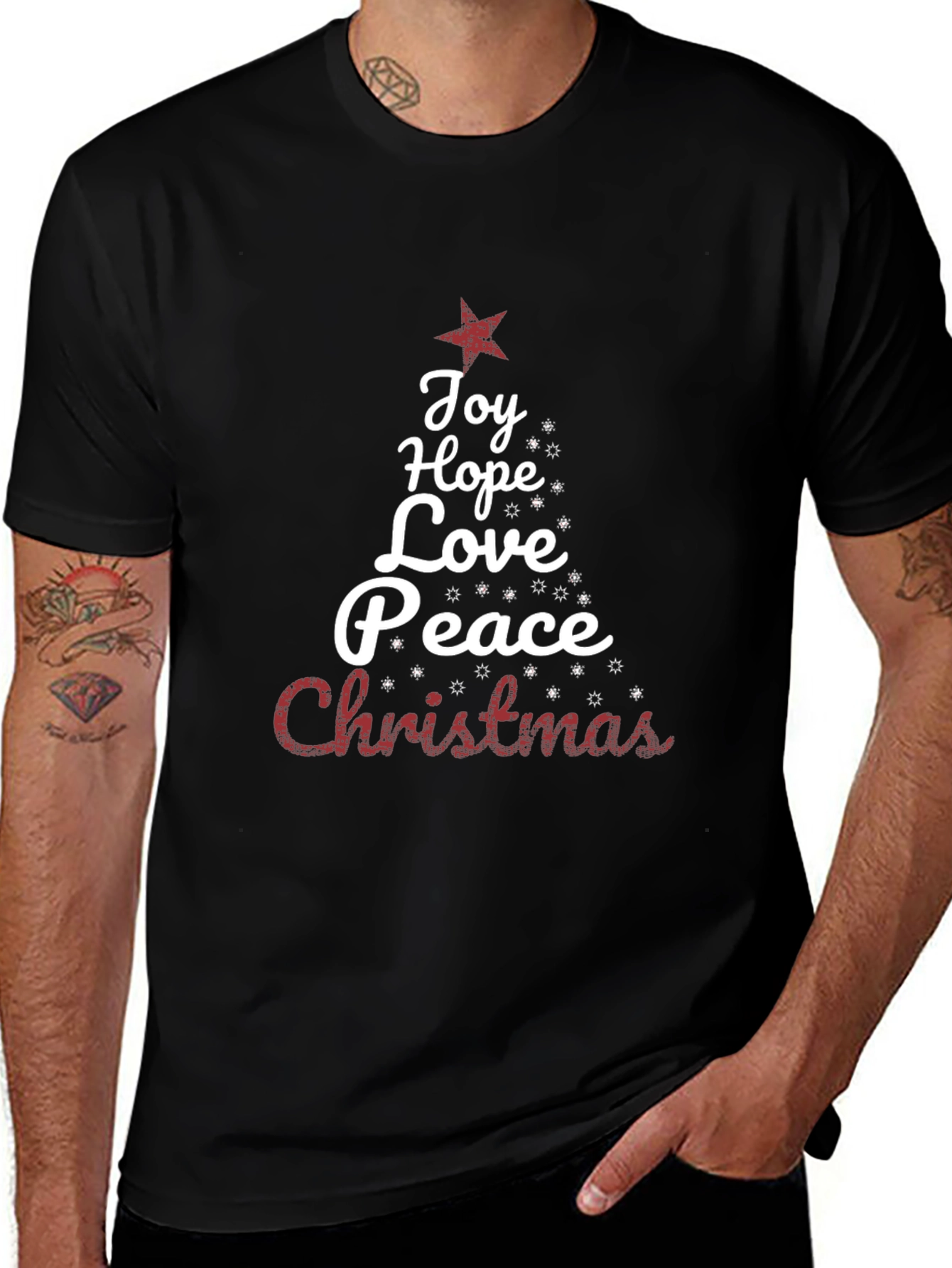 Christmas Word Tree Holiday Graphic Tee