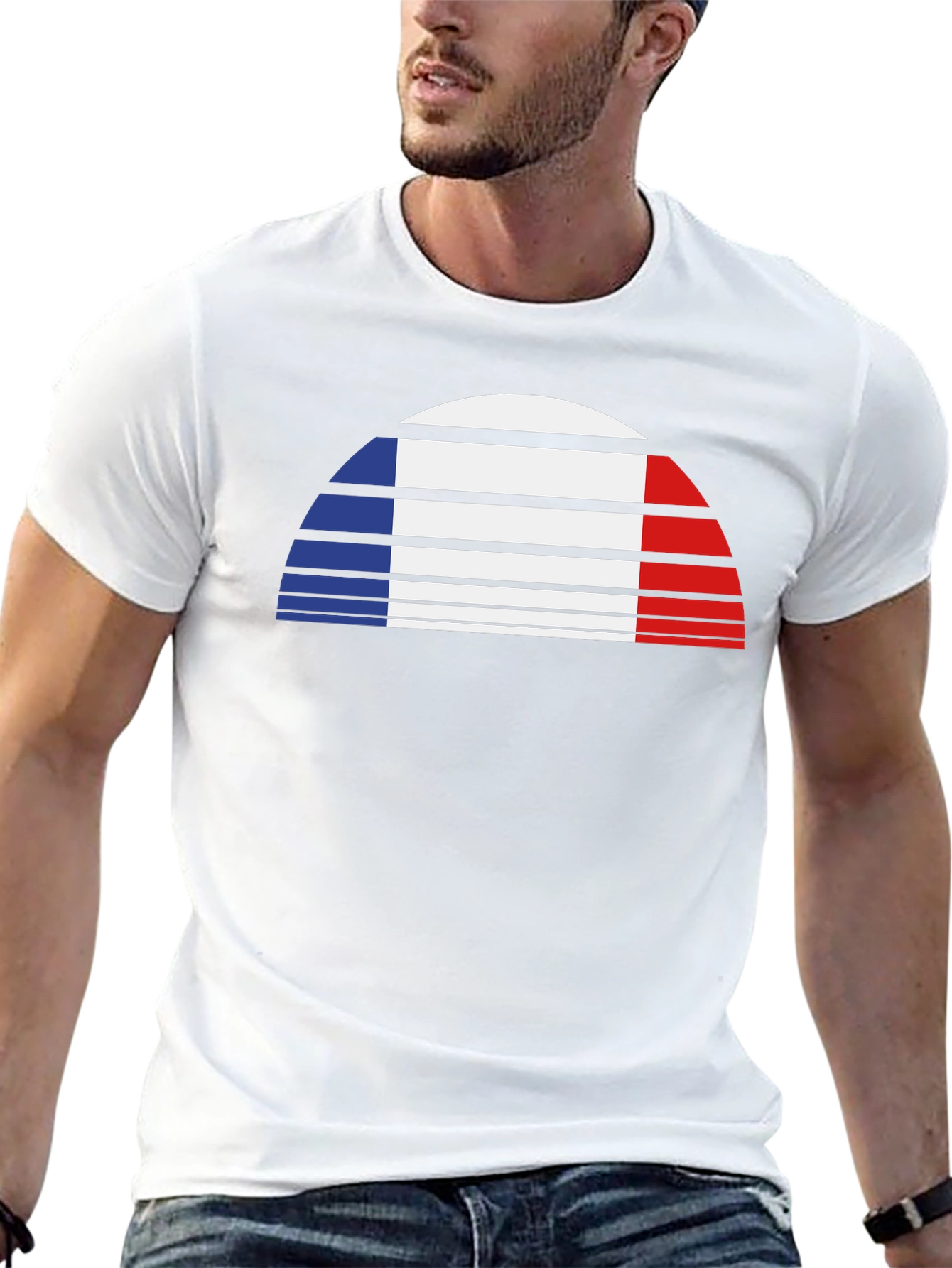 French Flag Graphic Tee - Retro Style