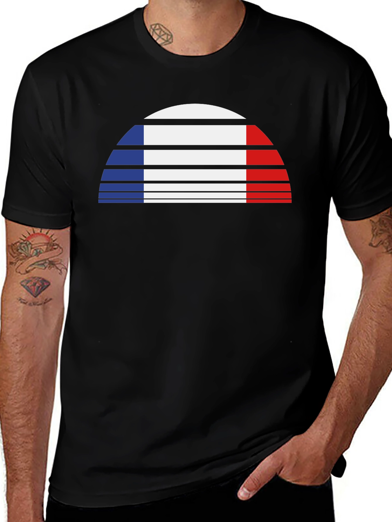 French Flag Graphic Tee - Retro Style