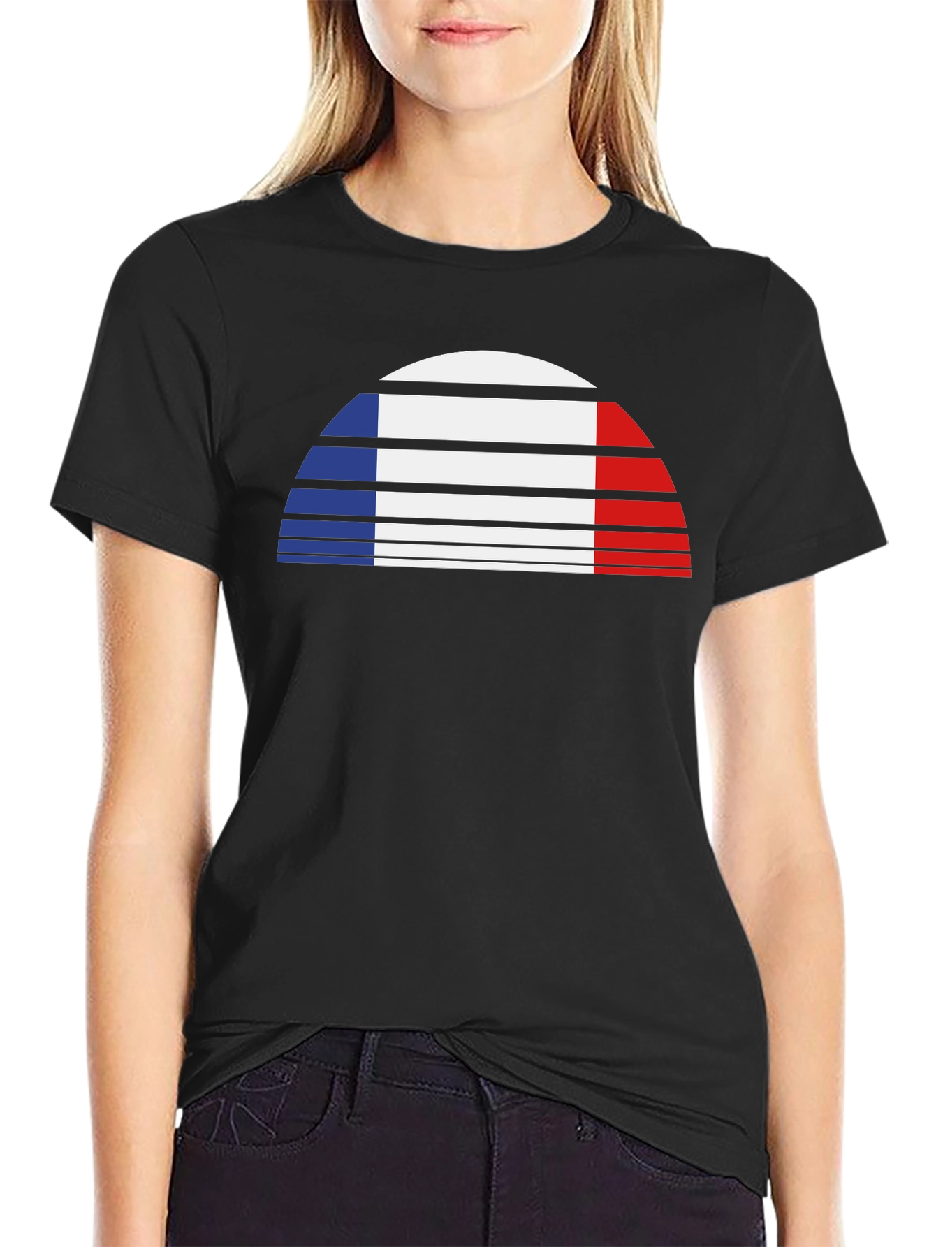 French Flag Graphic Tee - Retro Style