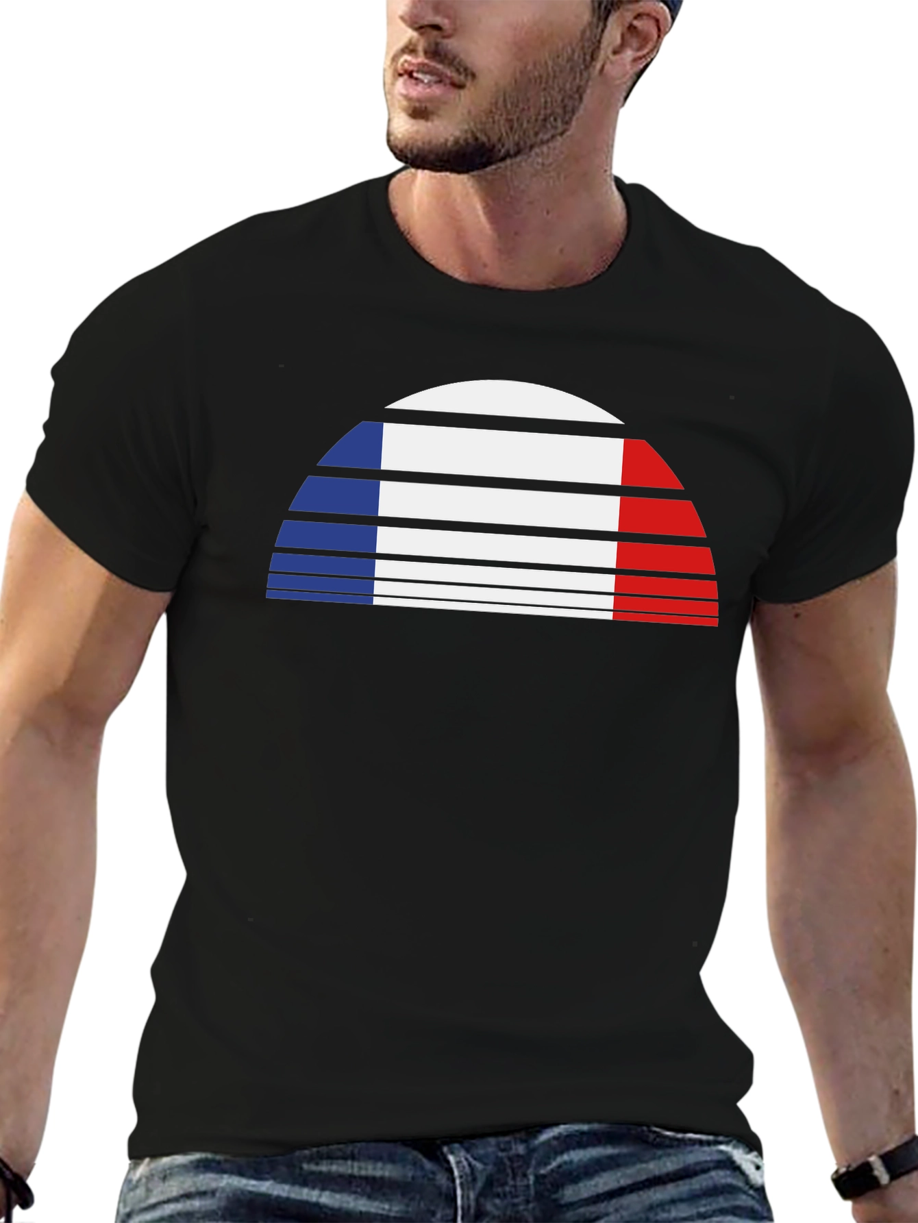 French Flag Graphic Tee - Retro Style