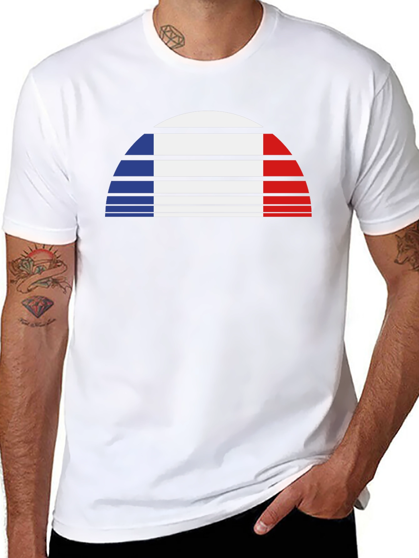 French Flag Graphic Tee - Retro Style