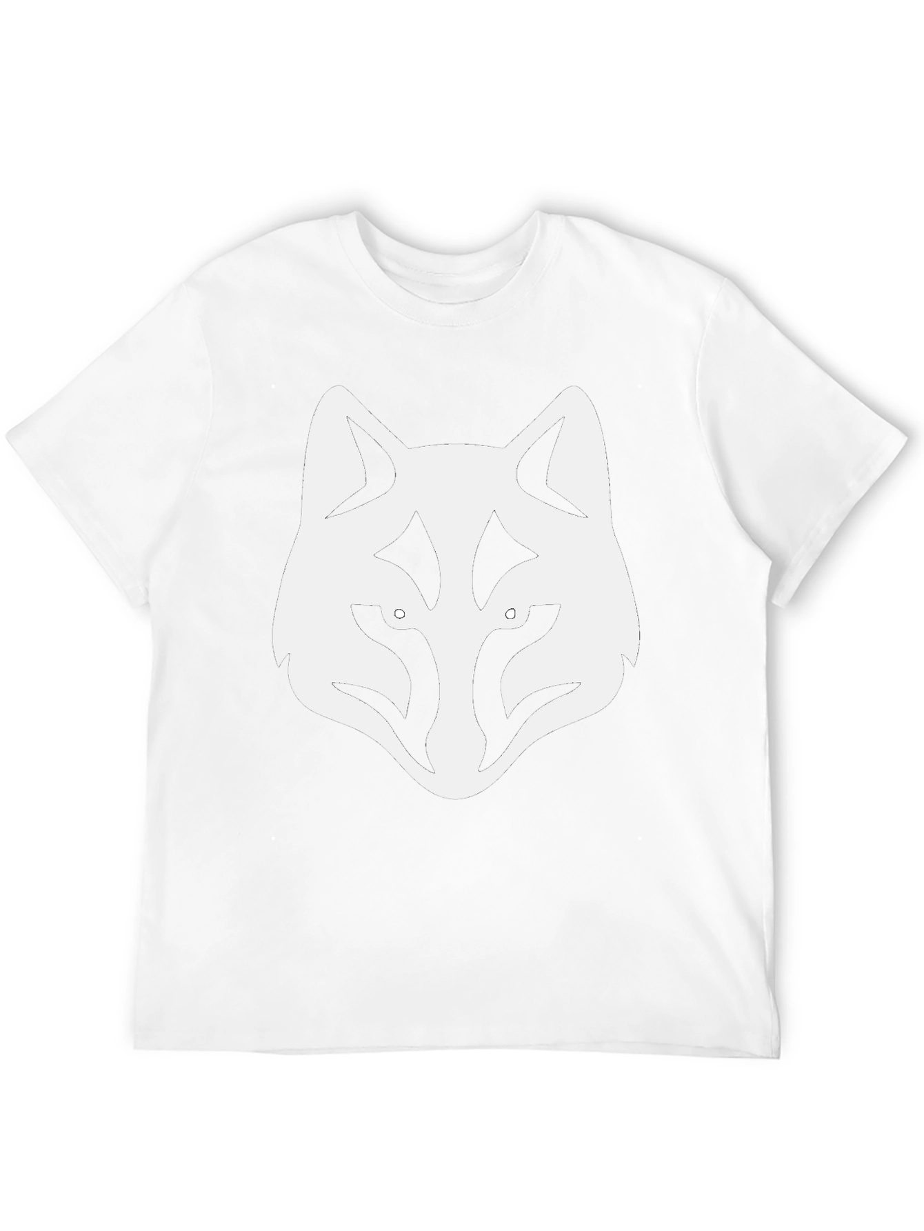 Black T-Shirt with White Wolf Head Graphic Tee