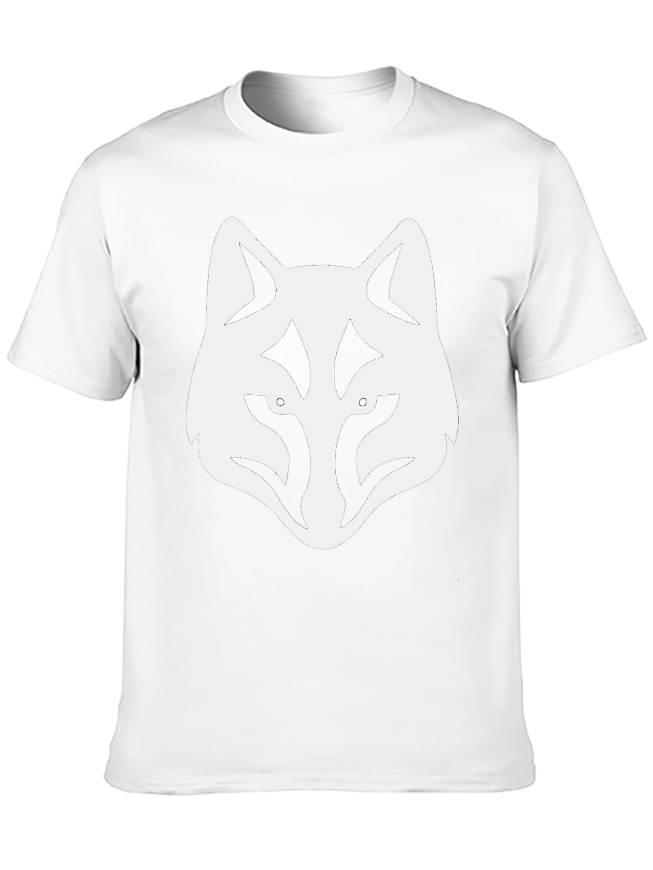 Black T-Shirt with White Wolf Head Graphic Tee