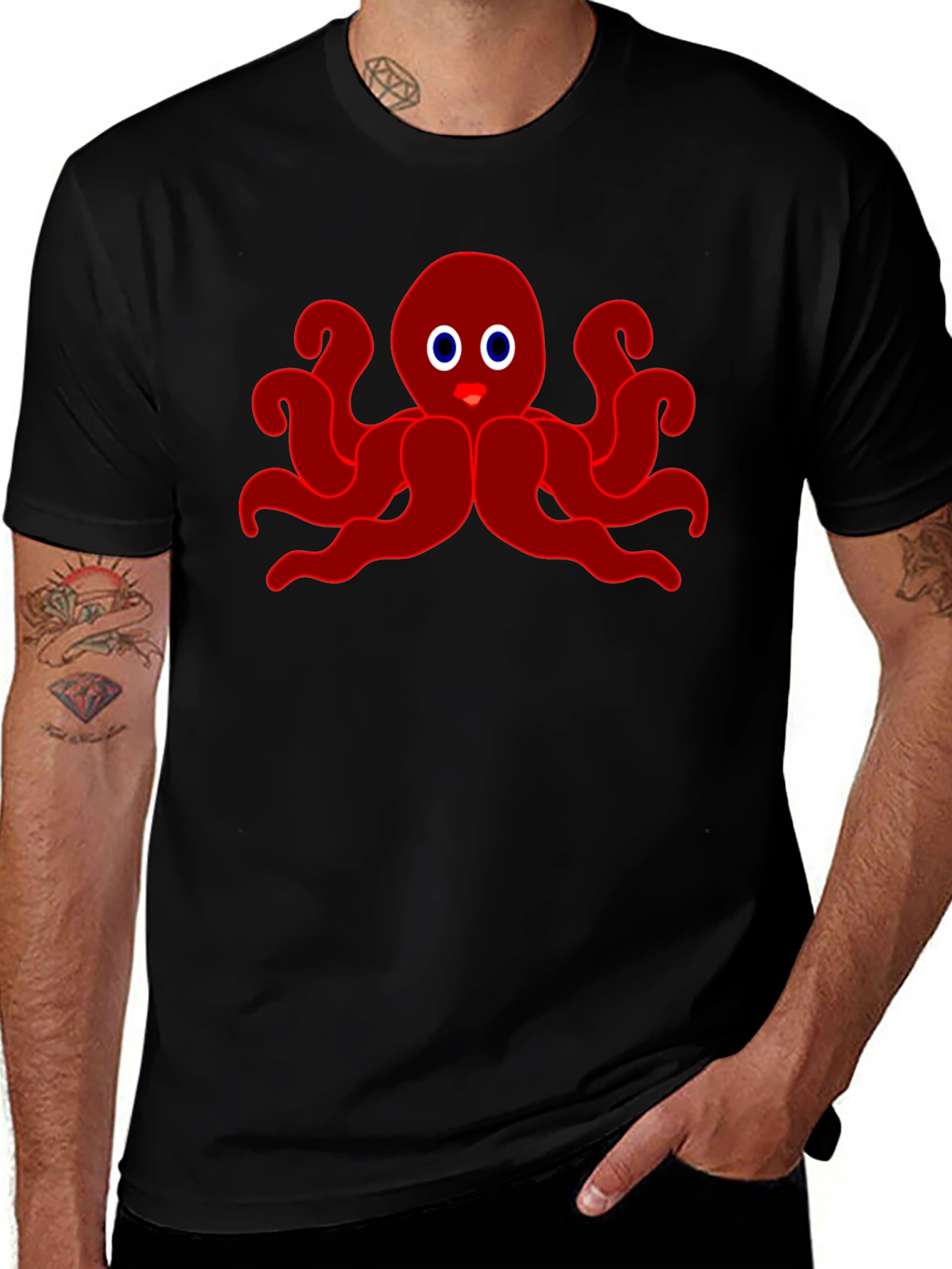 Red Octopus Graphic Tee - Soft Cotton Blend