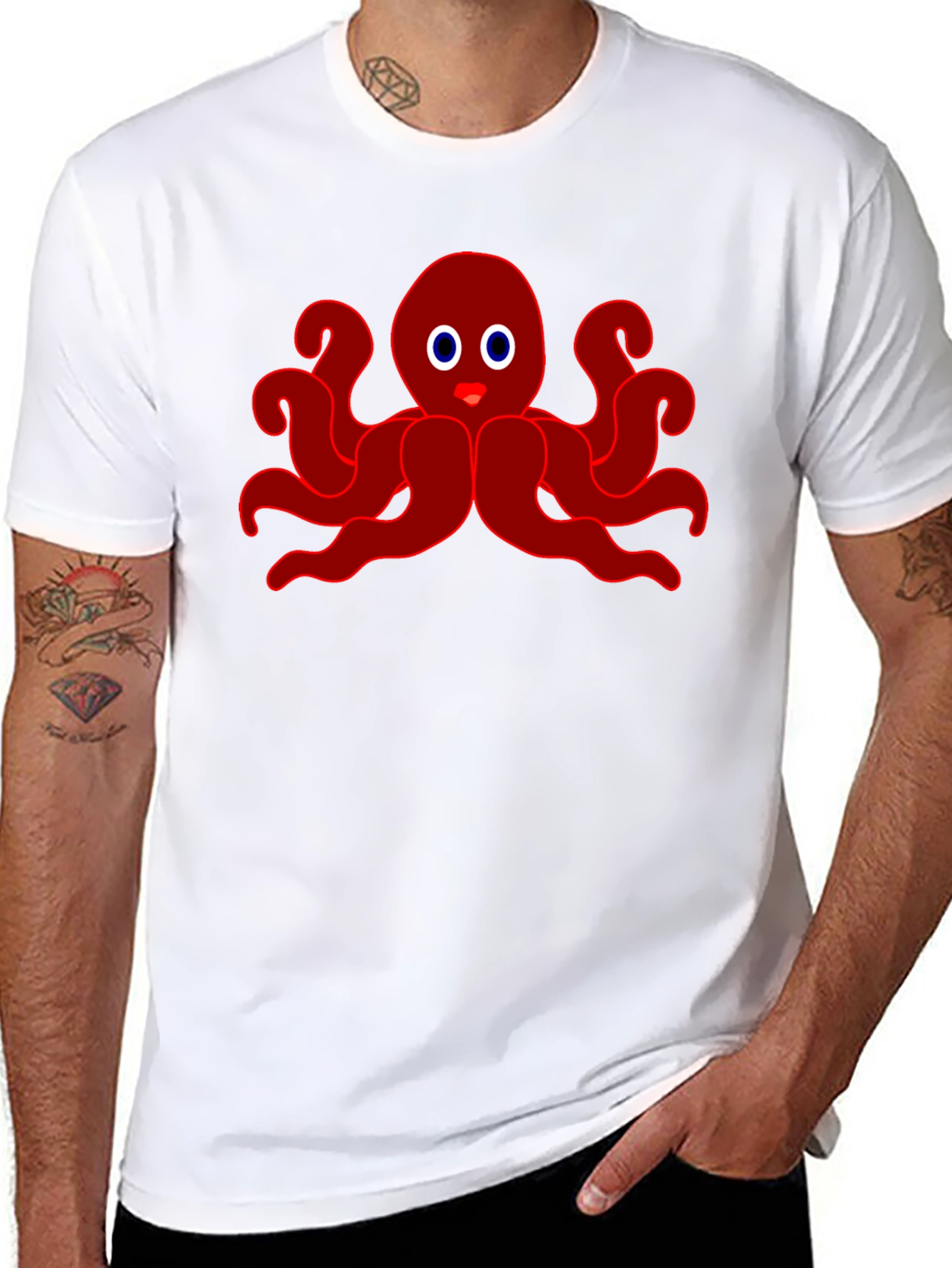 Red Octopus Graphic Tee - Soft Cotton Blend