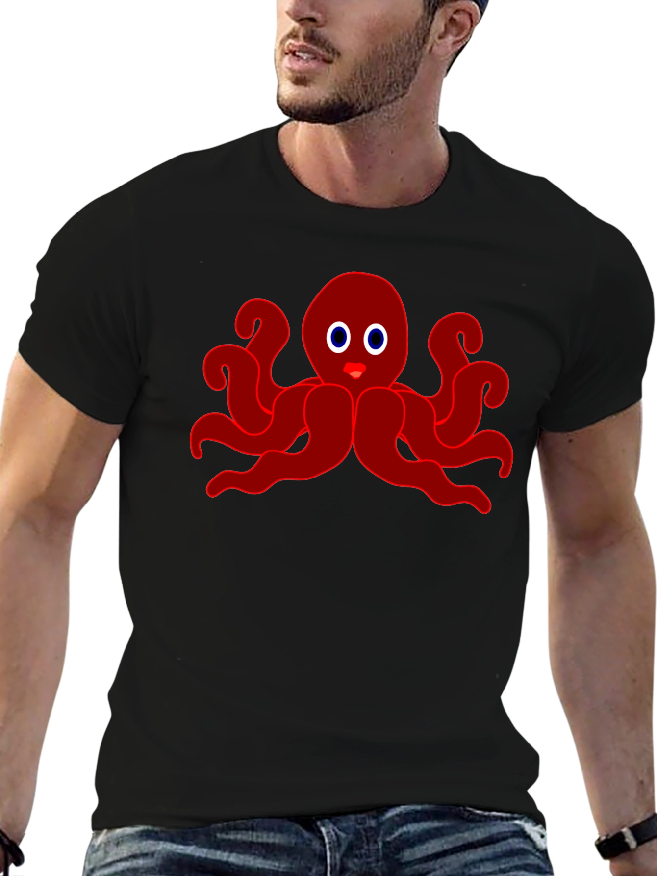 Red Octopus Graphic Tee - Soft Cotton Blend
