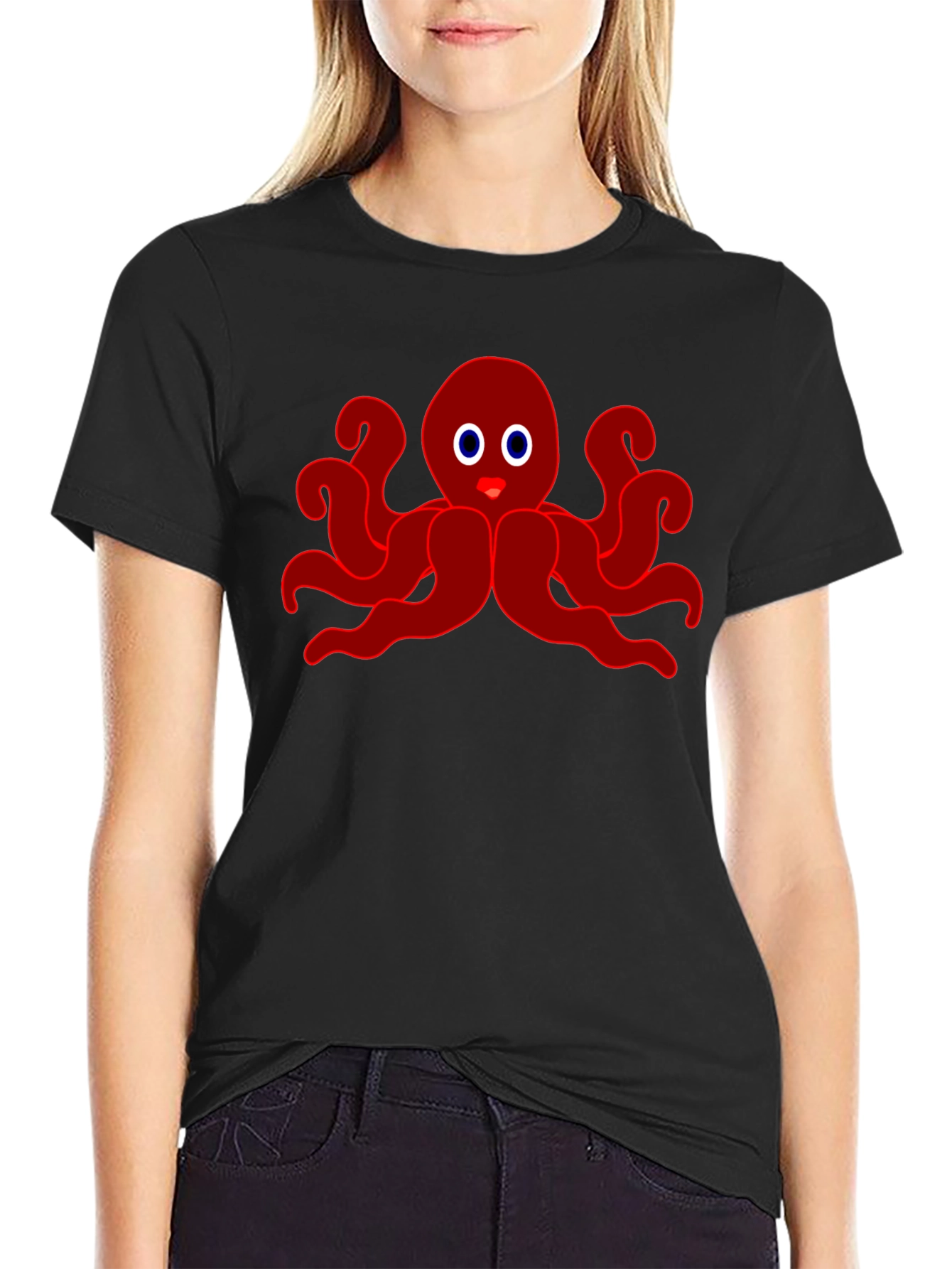 Red Octopus Graphic Tee - Soft Cotton Blend