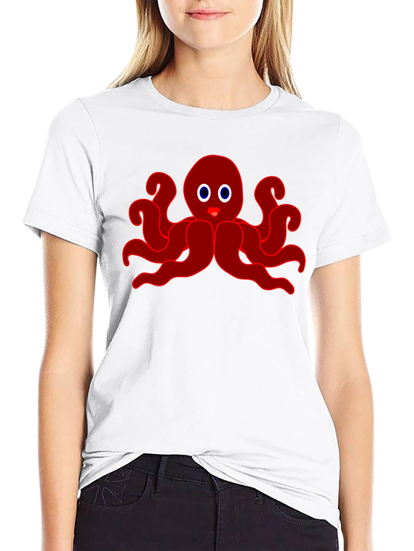 Red Octopus Graphic Tee - Soft Cotton Blend