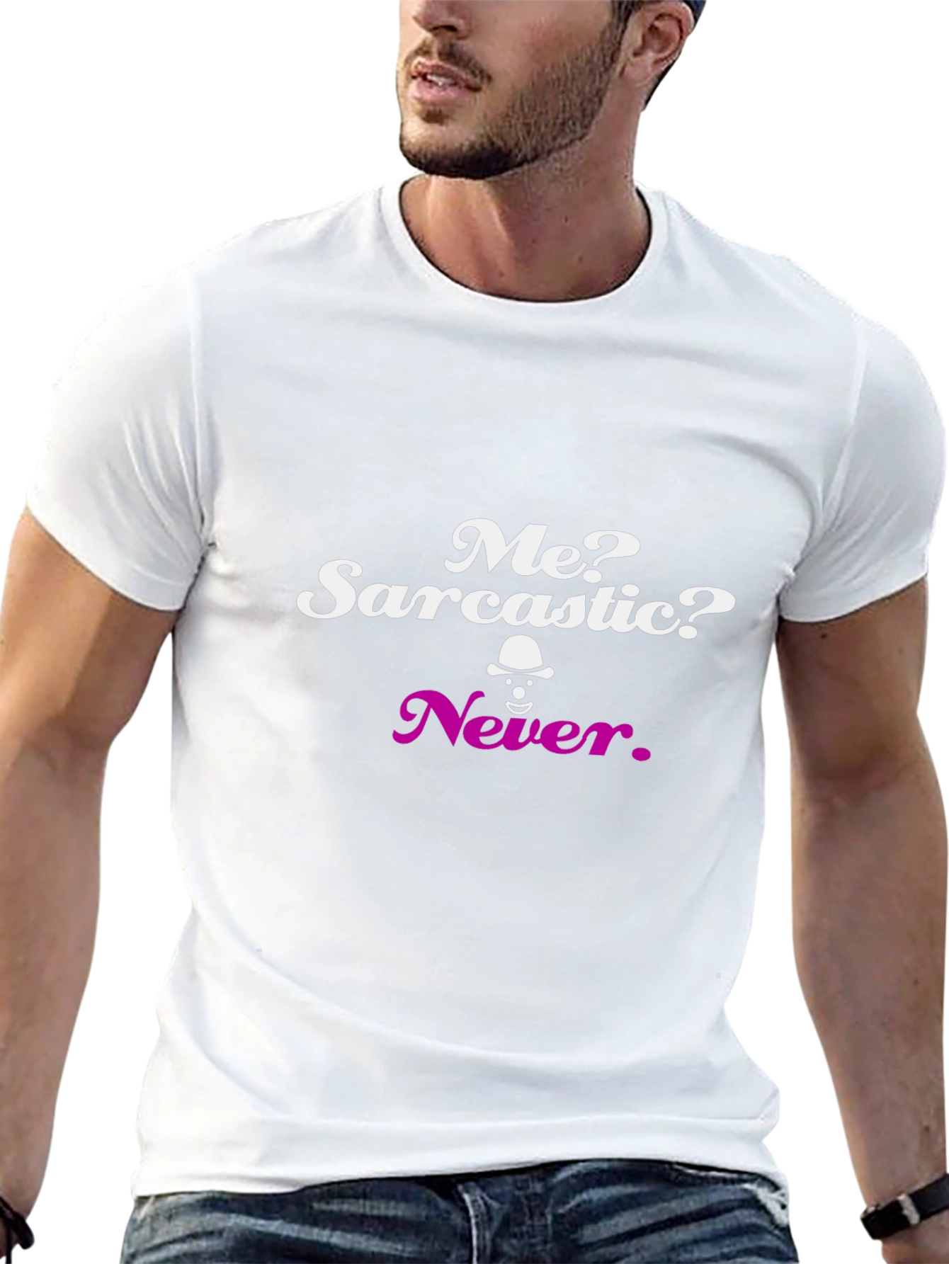Sarcastic Never Graphic Tee - Black Crew Neck T-Shirt