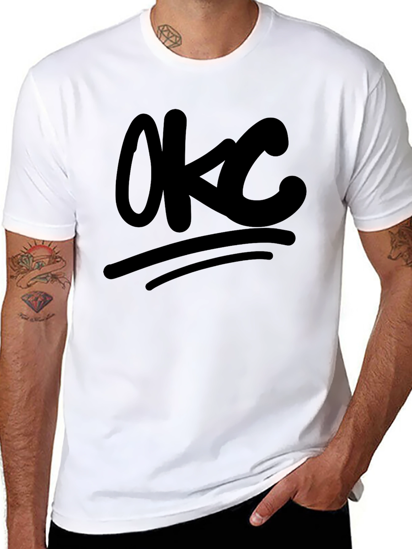 OKC Graphic Print Black Casual T-Shirt