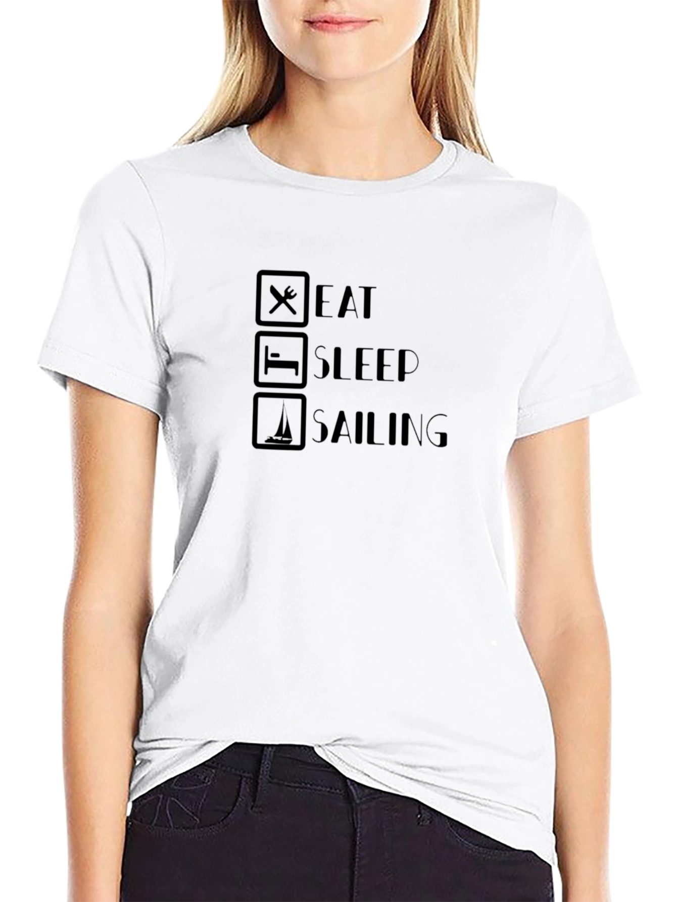 Eat Sleep Sailing Black T-Shirt