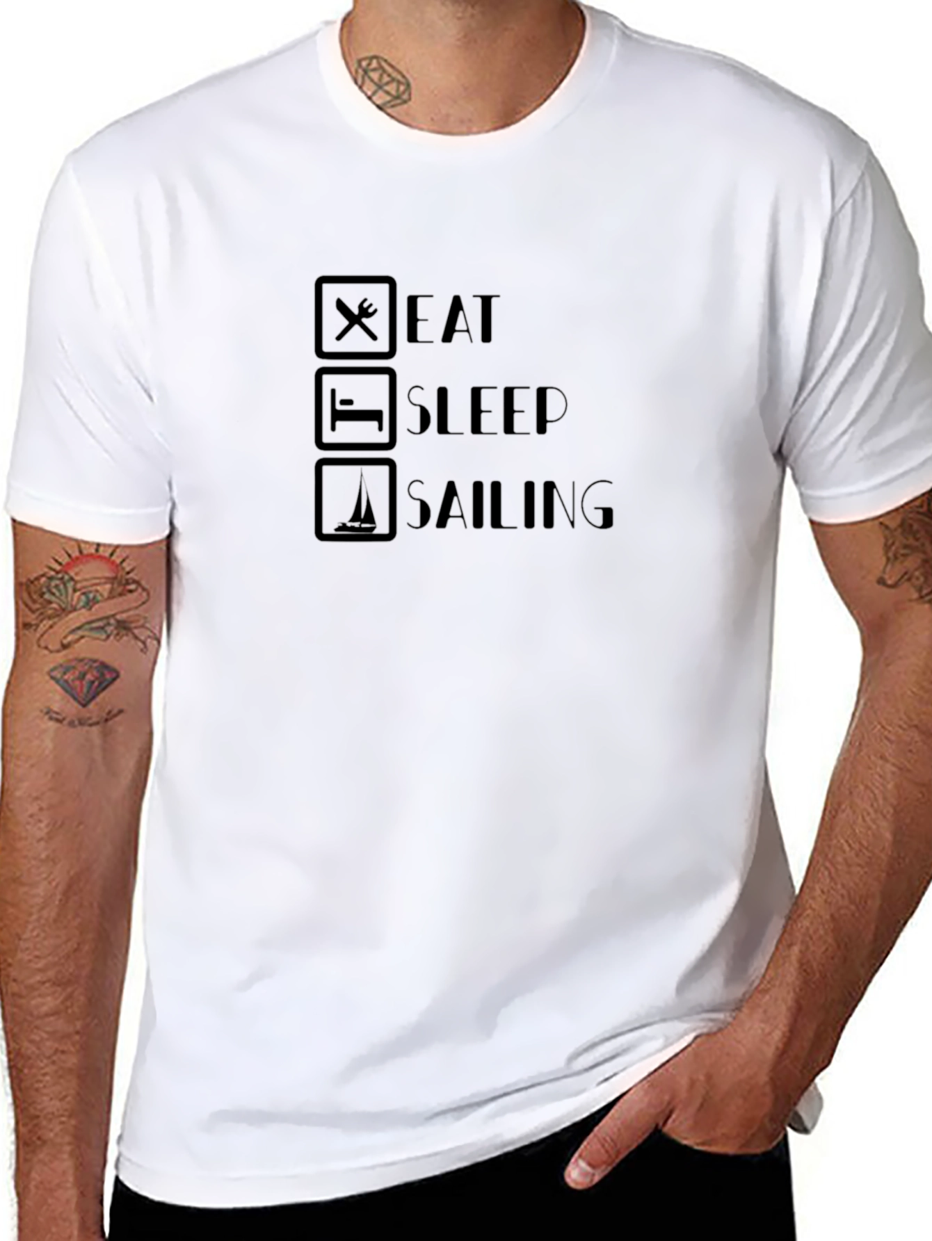Eat Sleep Sailing Black T-Shirt