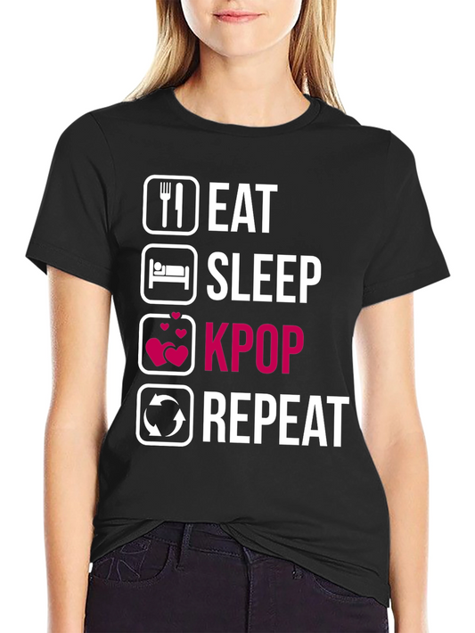 Eat Sleep Kpop Repeat Black T-Shirt