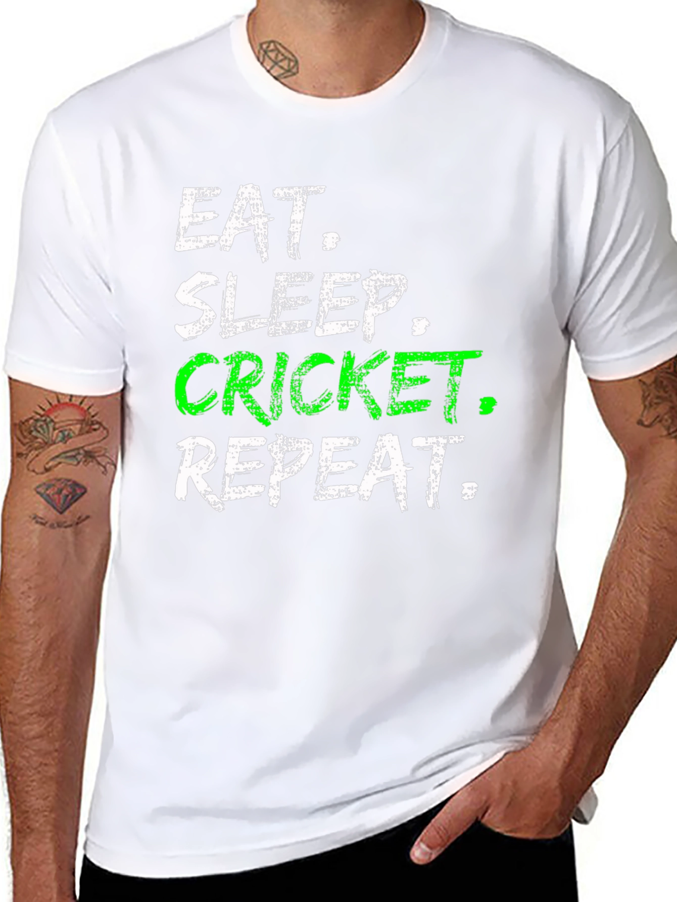 Eat Sleep Cricket Repeat - Mens Black T-Shirt