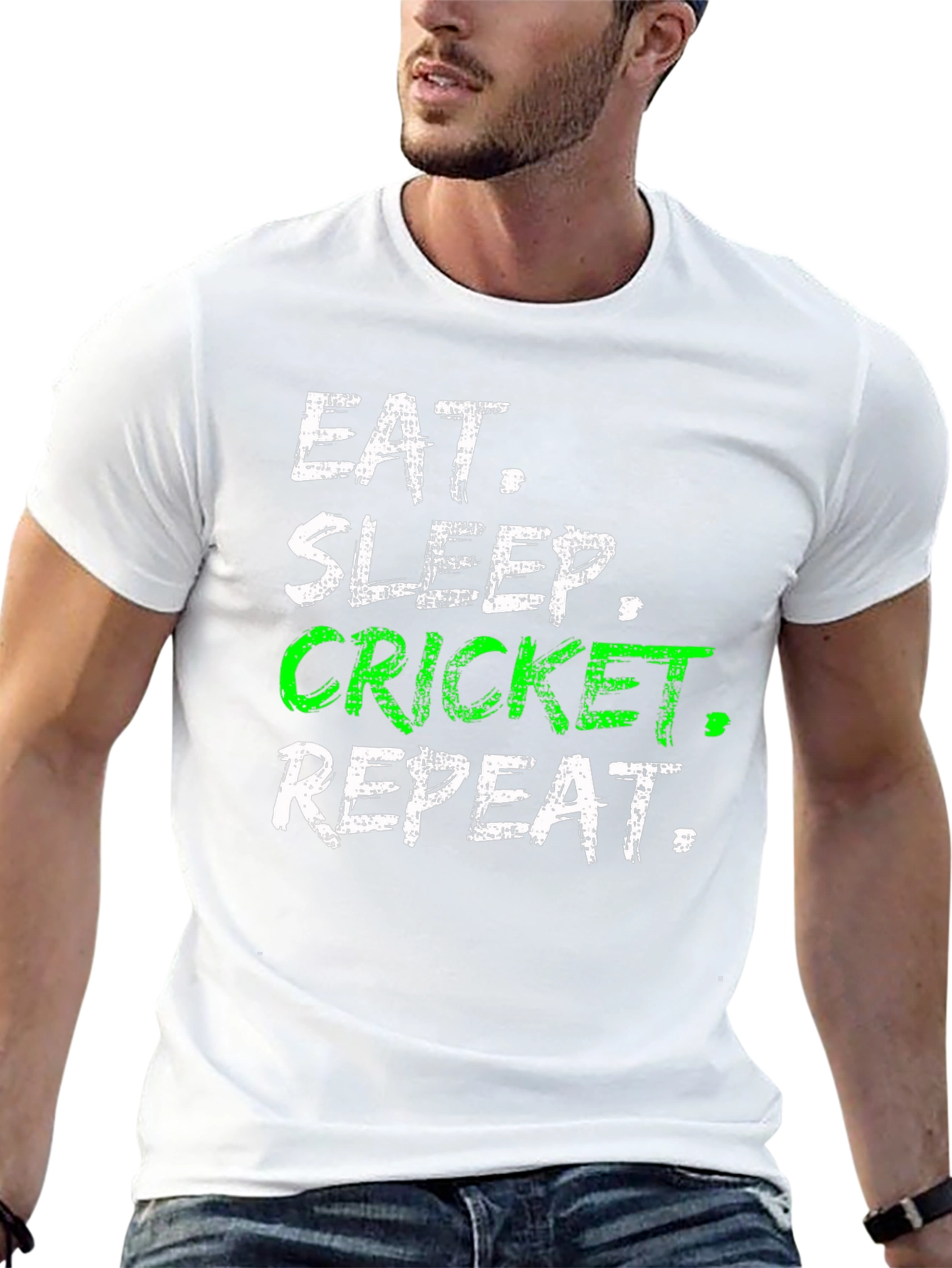 Eat Sleep Cricket Repeat - Mens Black T-Shirt
