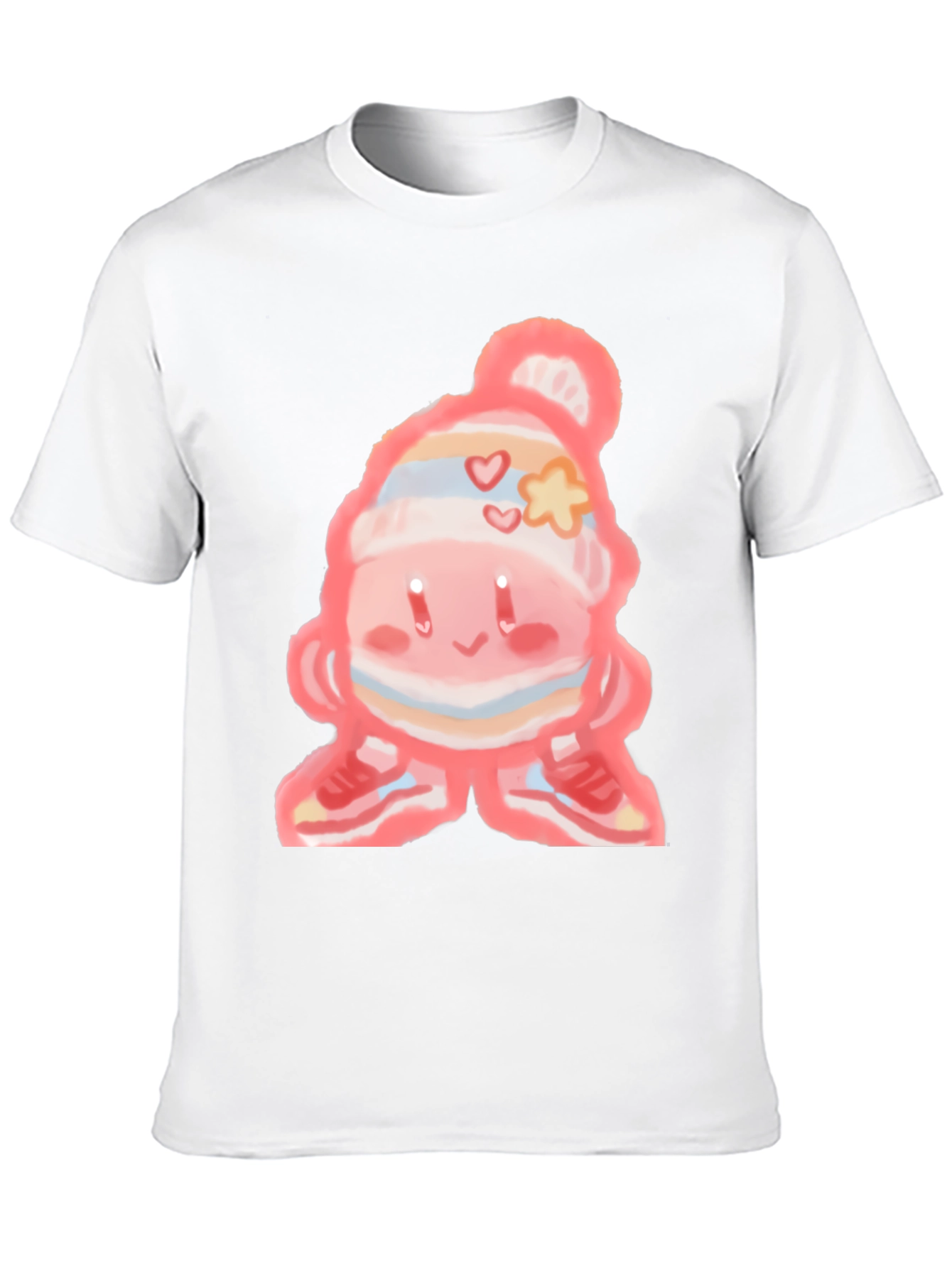 Cute Cartoon Character on Black T-Shirt