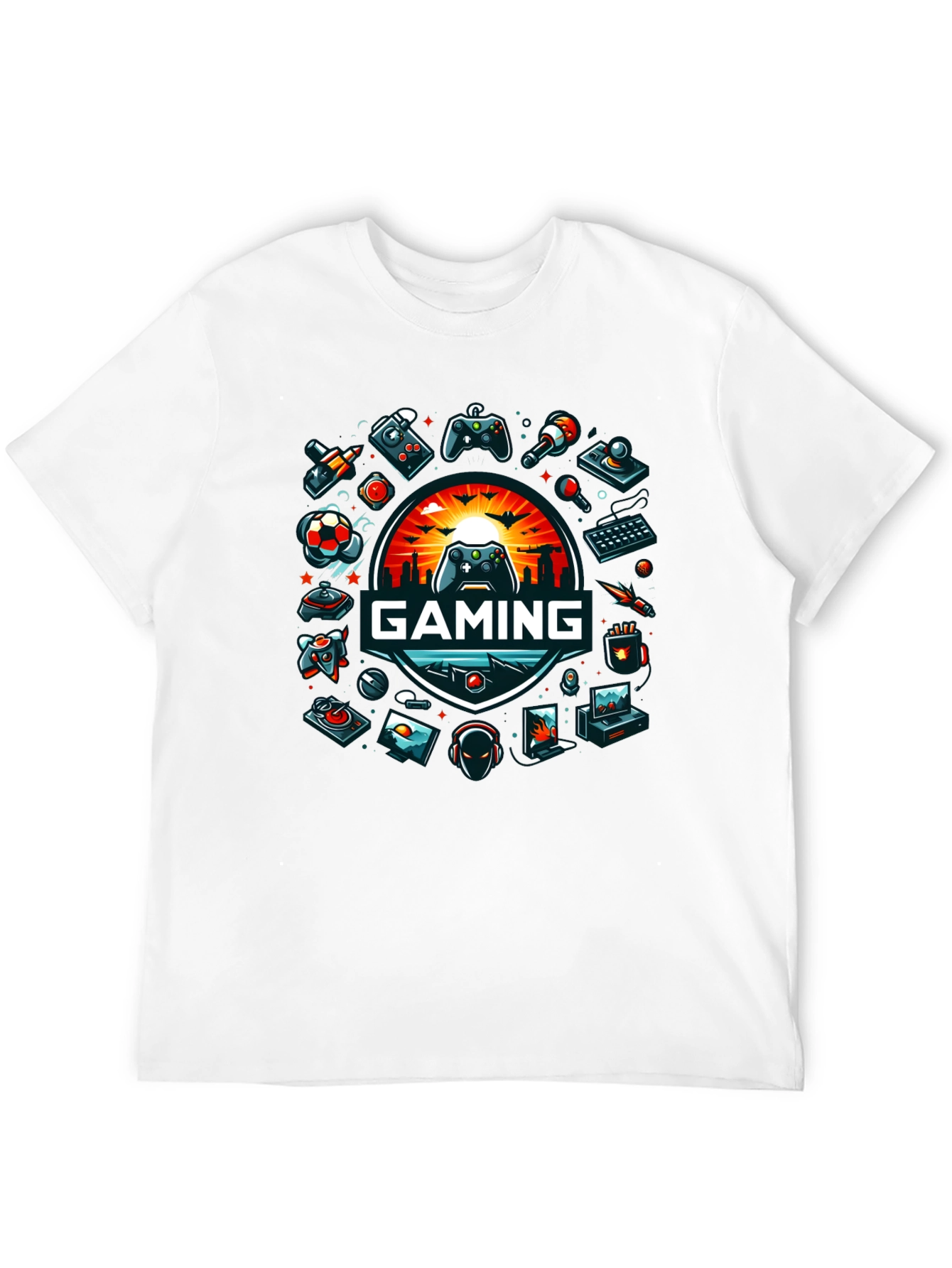 Gaming Graphic Tee - Black Crew Neck