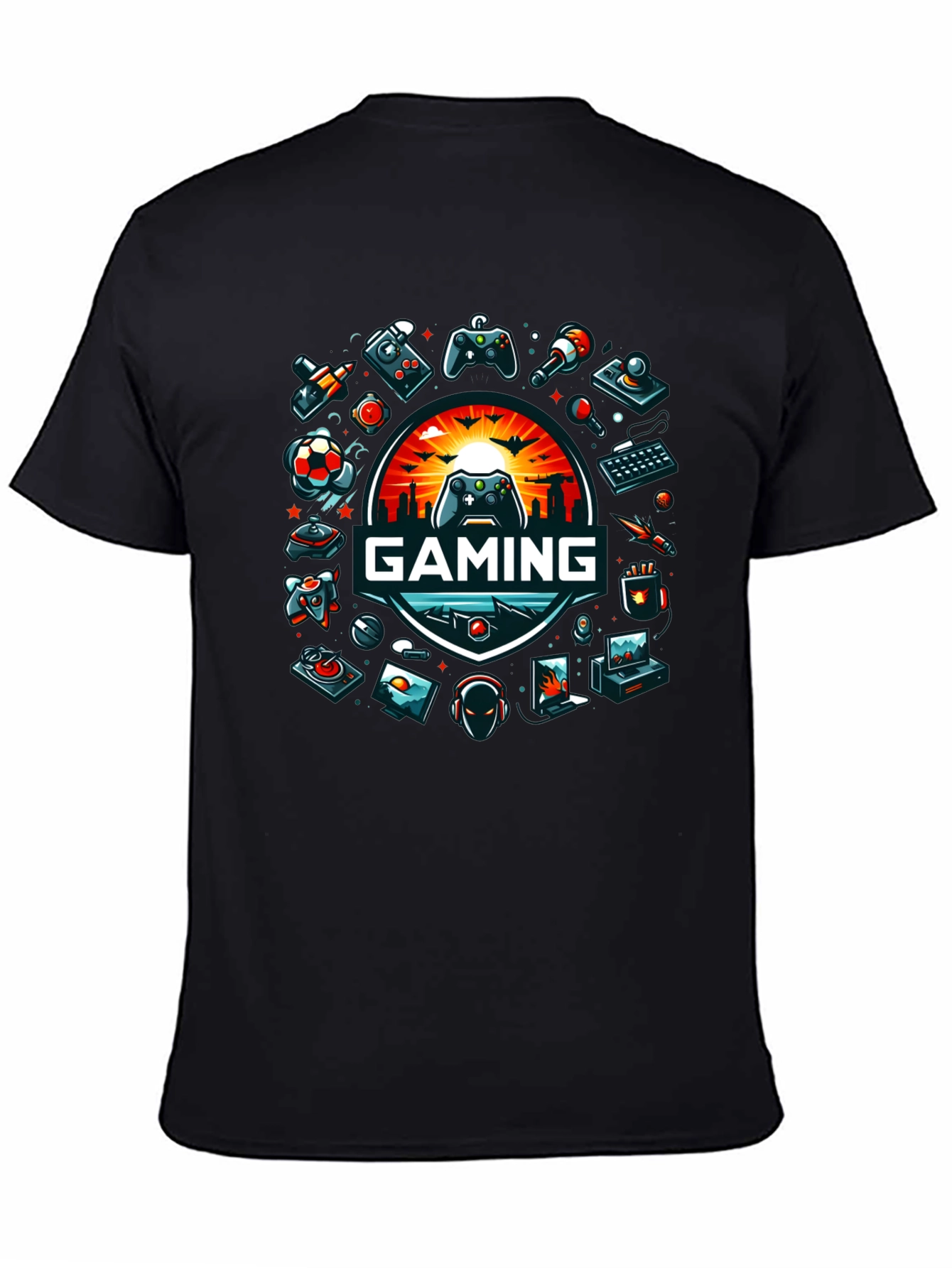 Gaming Graphic Tee - Black Crew Neck