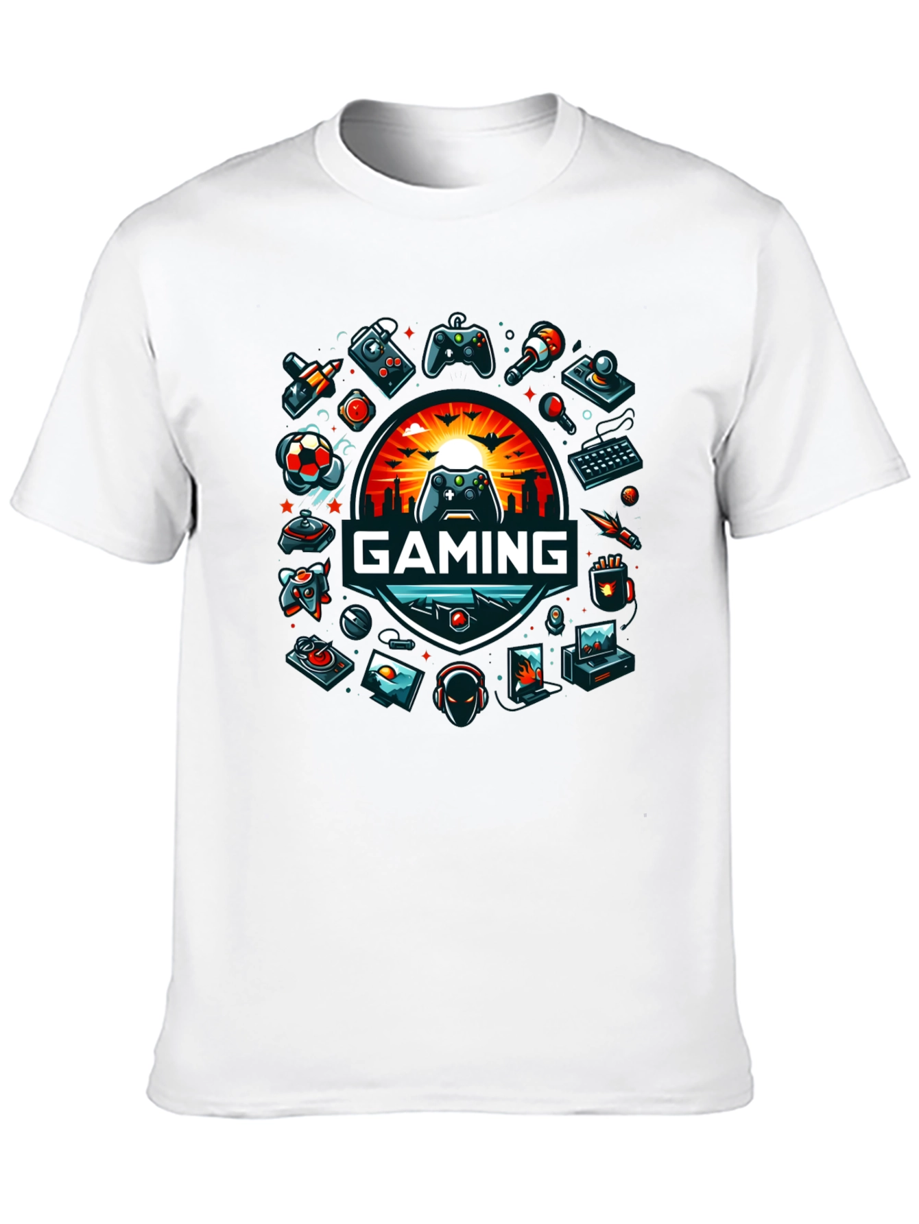 Gaming Graphic Tee - Black Crew Neck