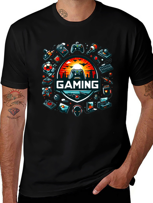 Gaming Graphic Tee - Black Crew Neck
