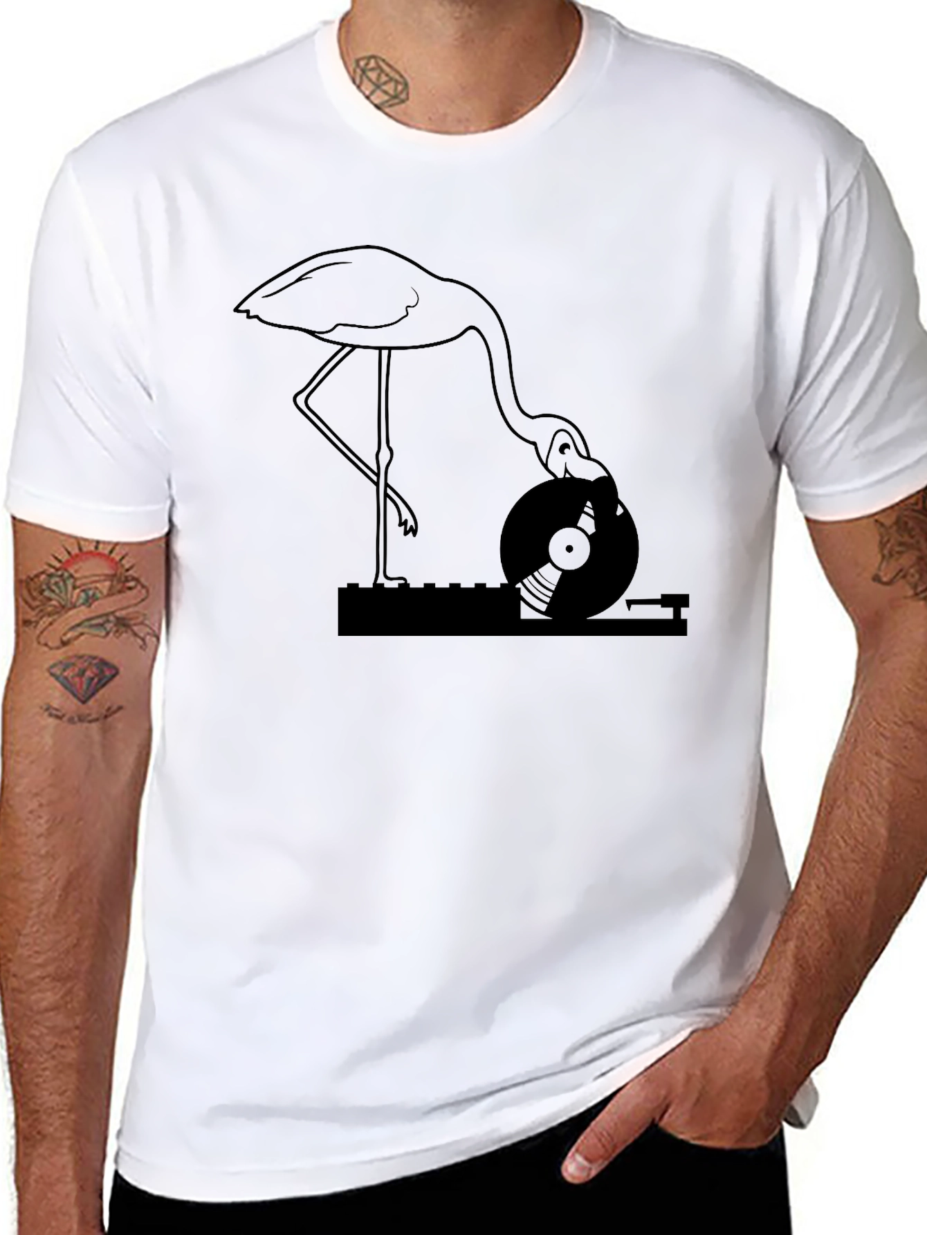 Flamingo DJ Black T-Shirt