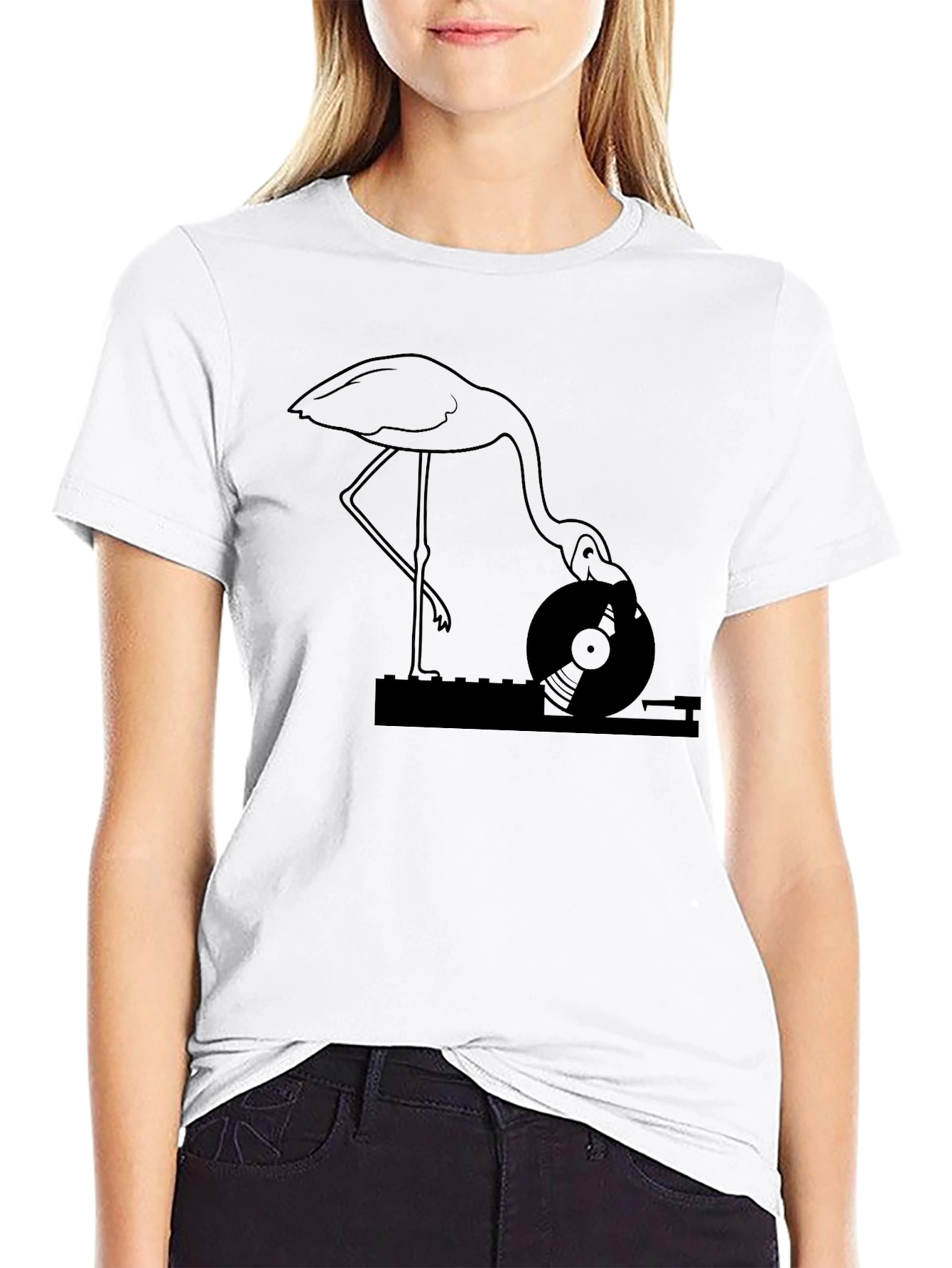 Flamingo DJ Black T-Shirt