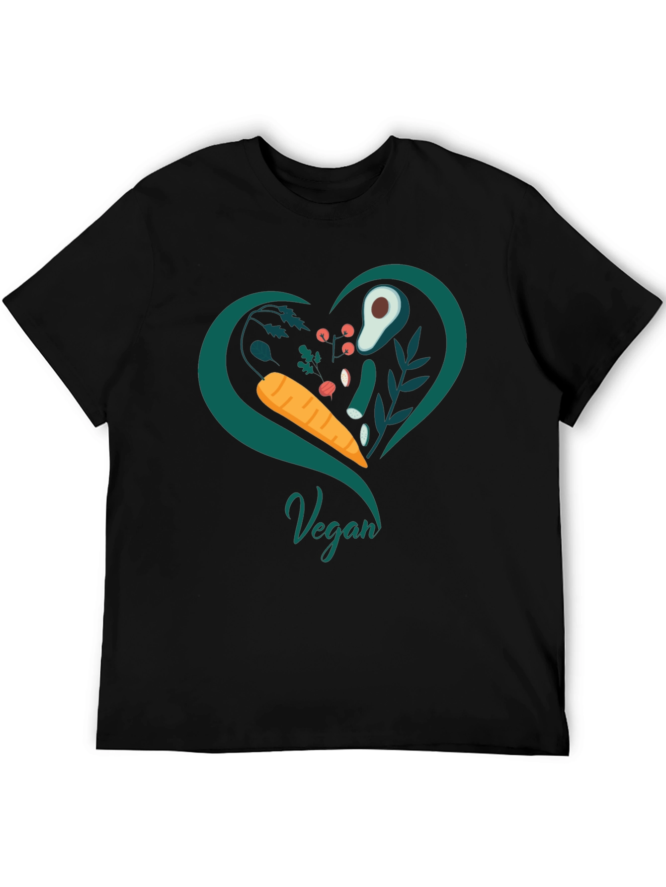 Vegan Heart T-Shirt - Black Casual Fit