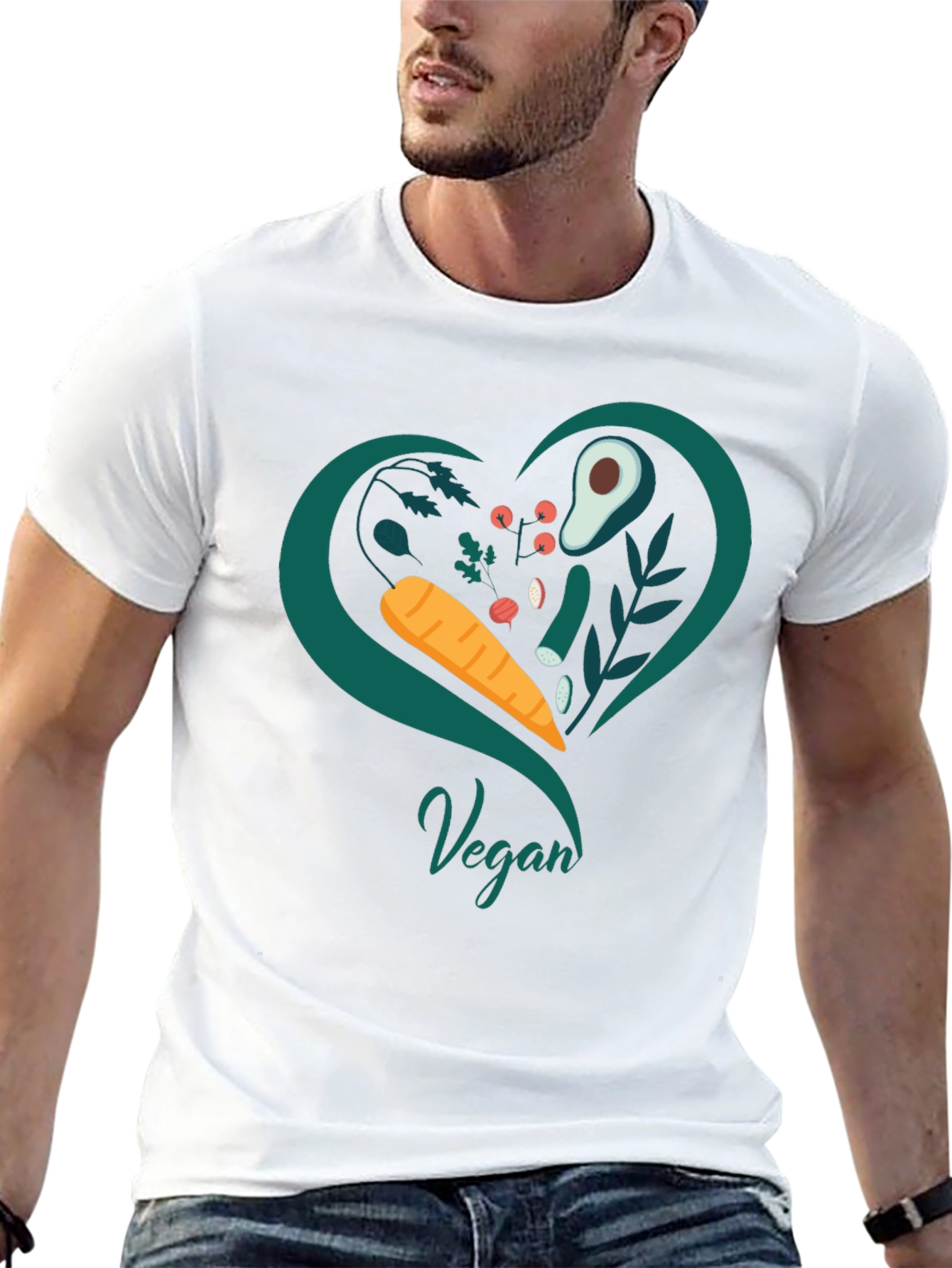 Vegan Heart T-Shirt - Black Casual Fit