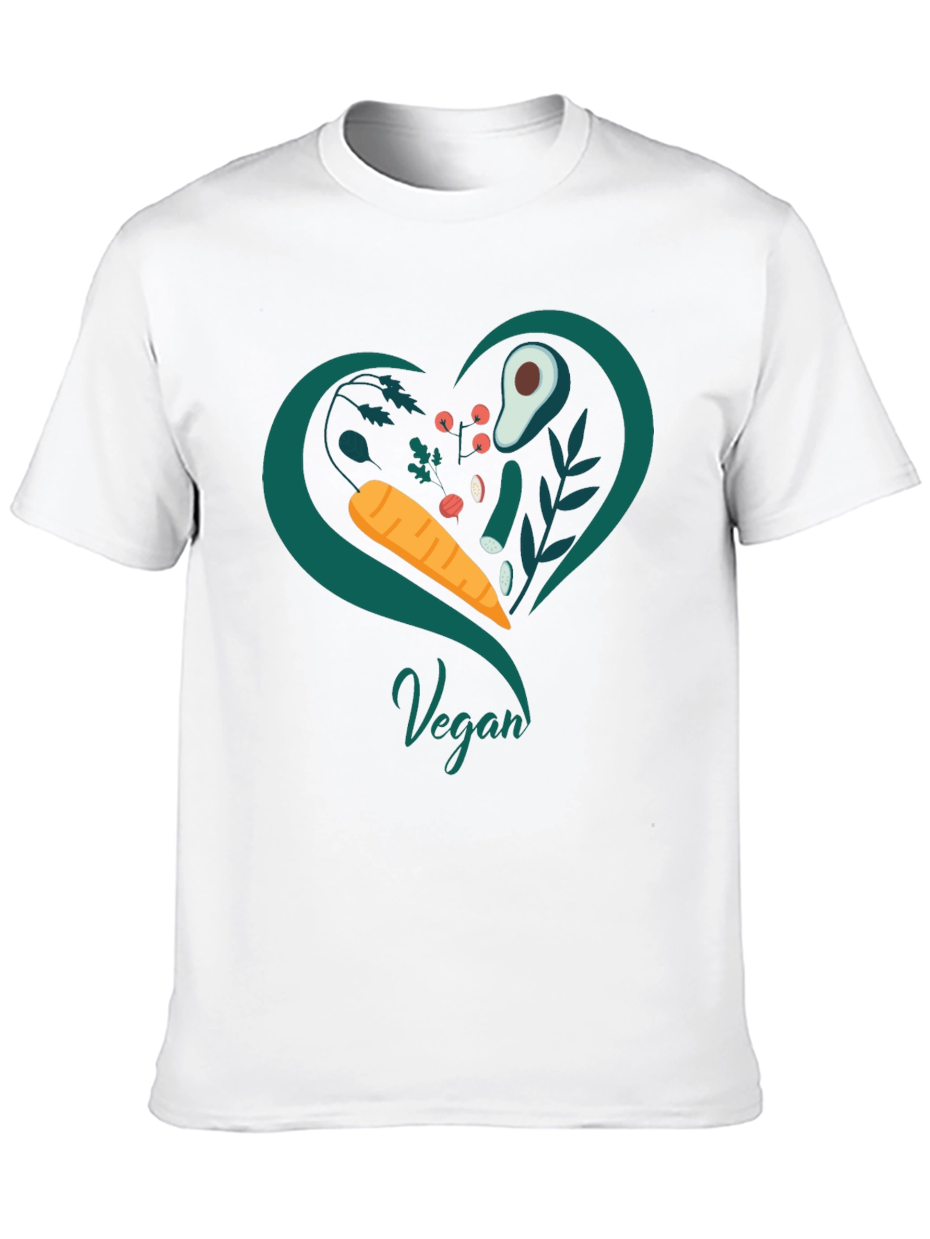 Vegan Heart T-Shirt - Black Casual Fit