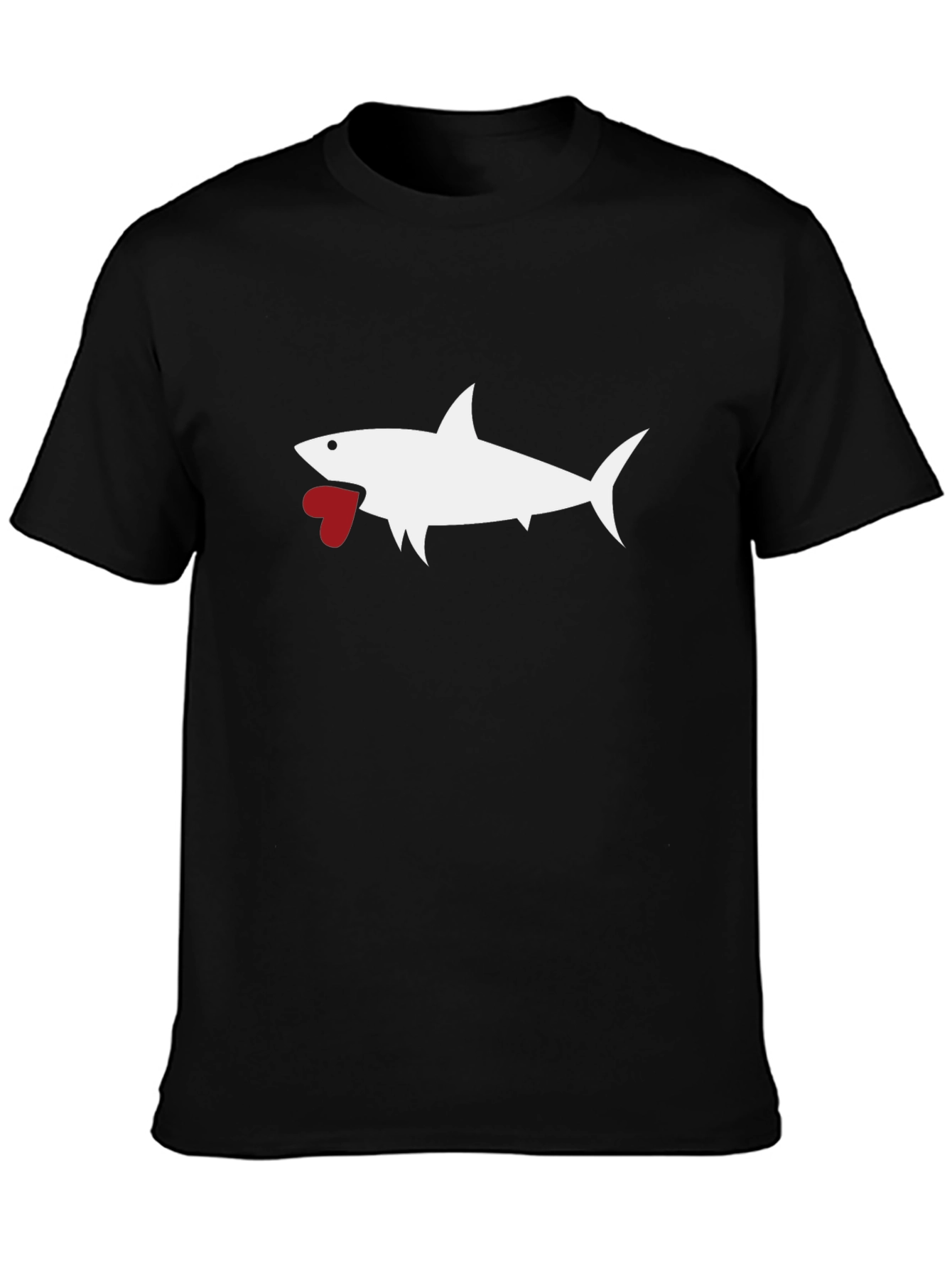 Shark Heart Graphic Tee - Black Cotton T-Shirt
