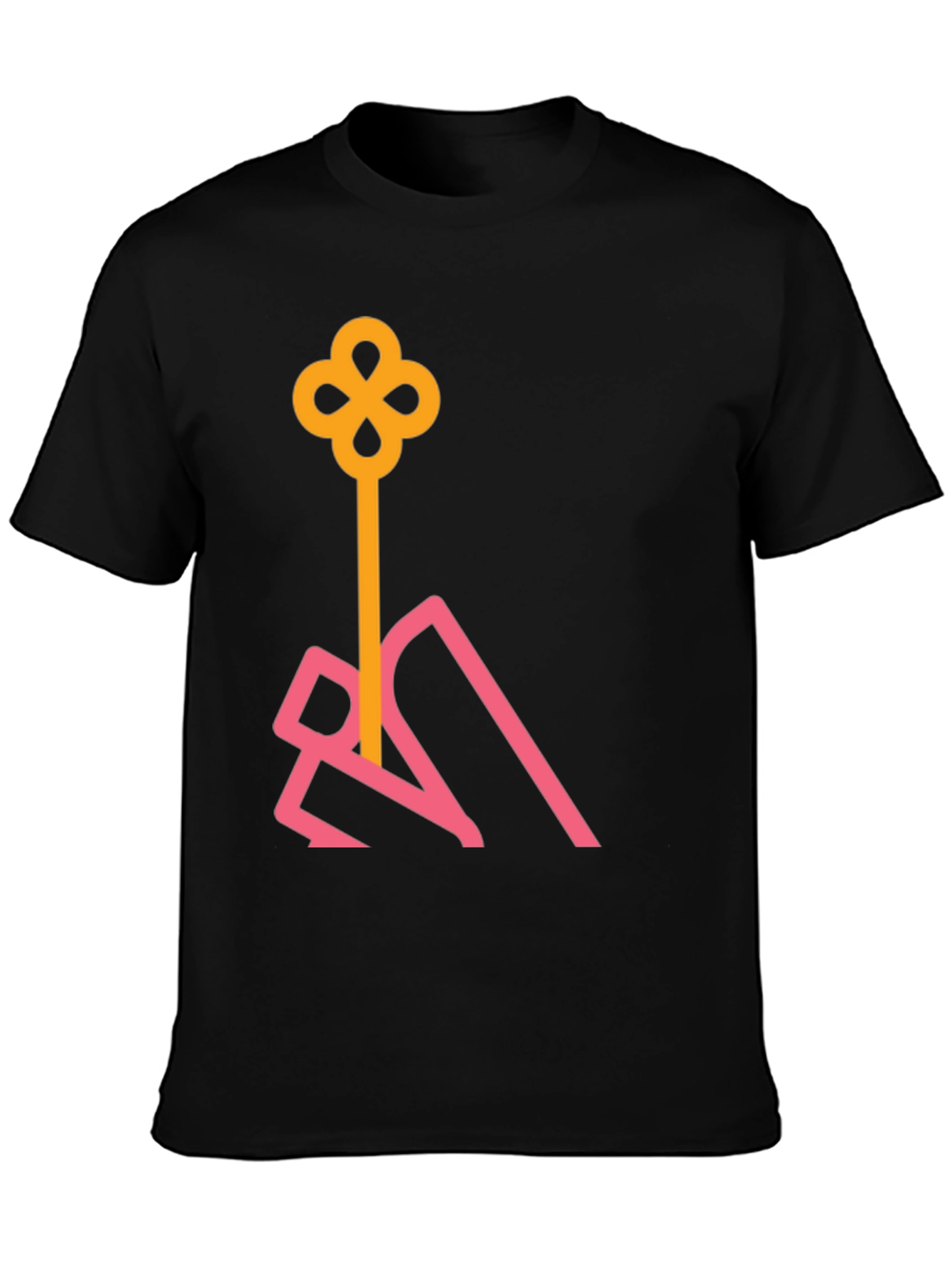 Stylish Black T-Shirt with Abstract Key Design