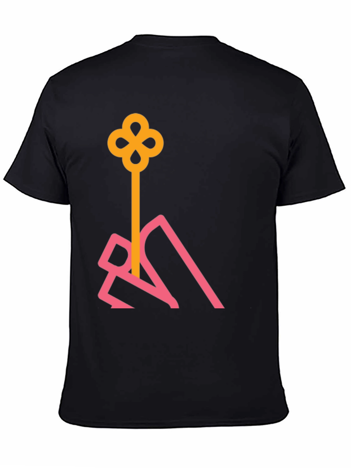 Stylish Black T-Shirt with Abstract Key Design