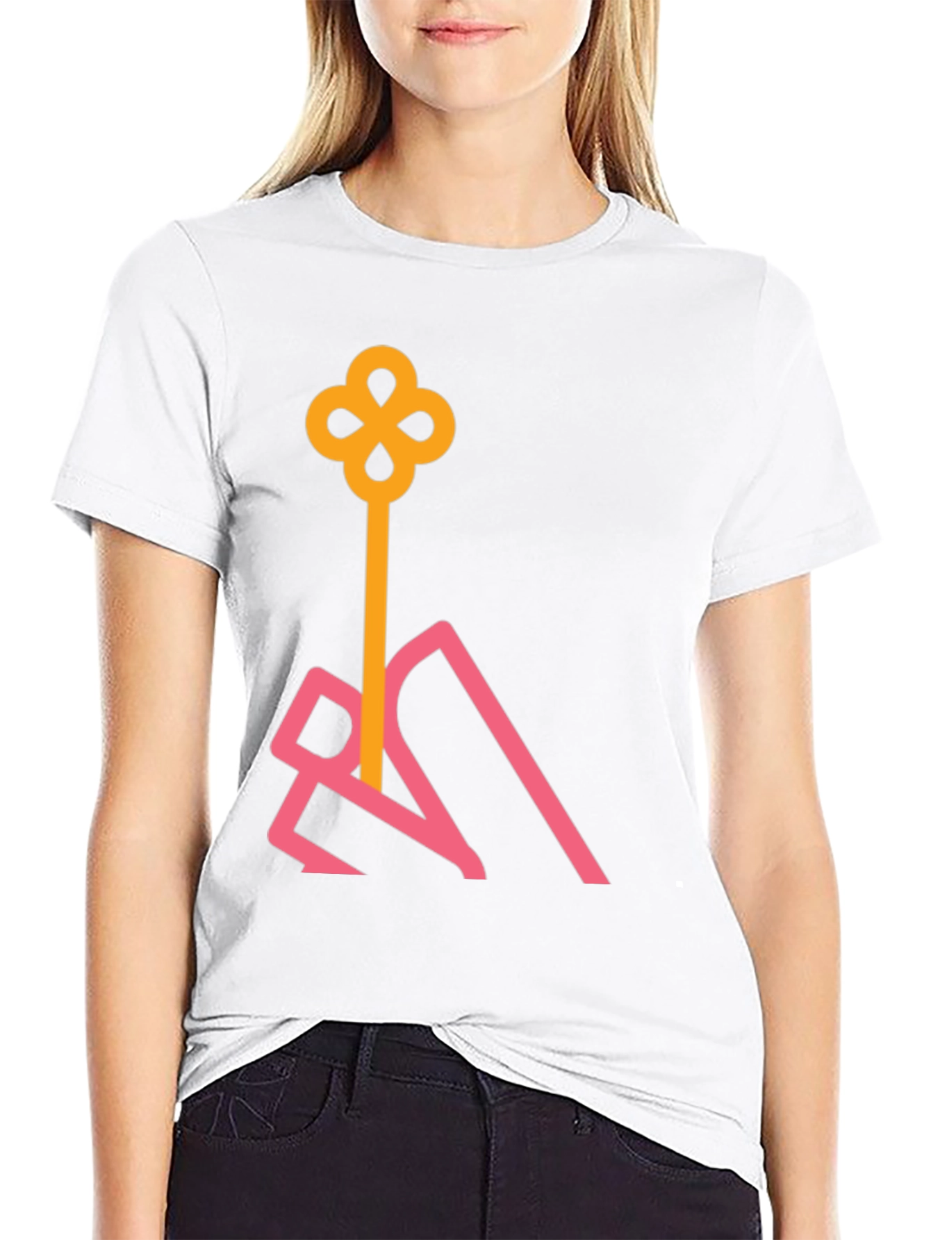 Stylish Black T-Shirt with Abstract Key Design