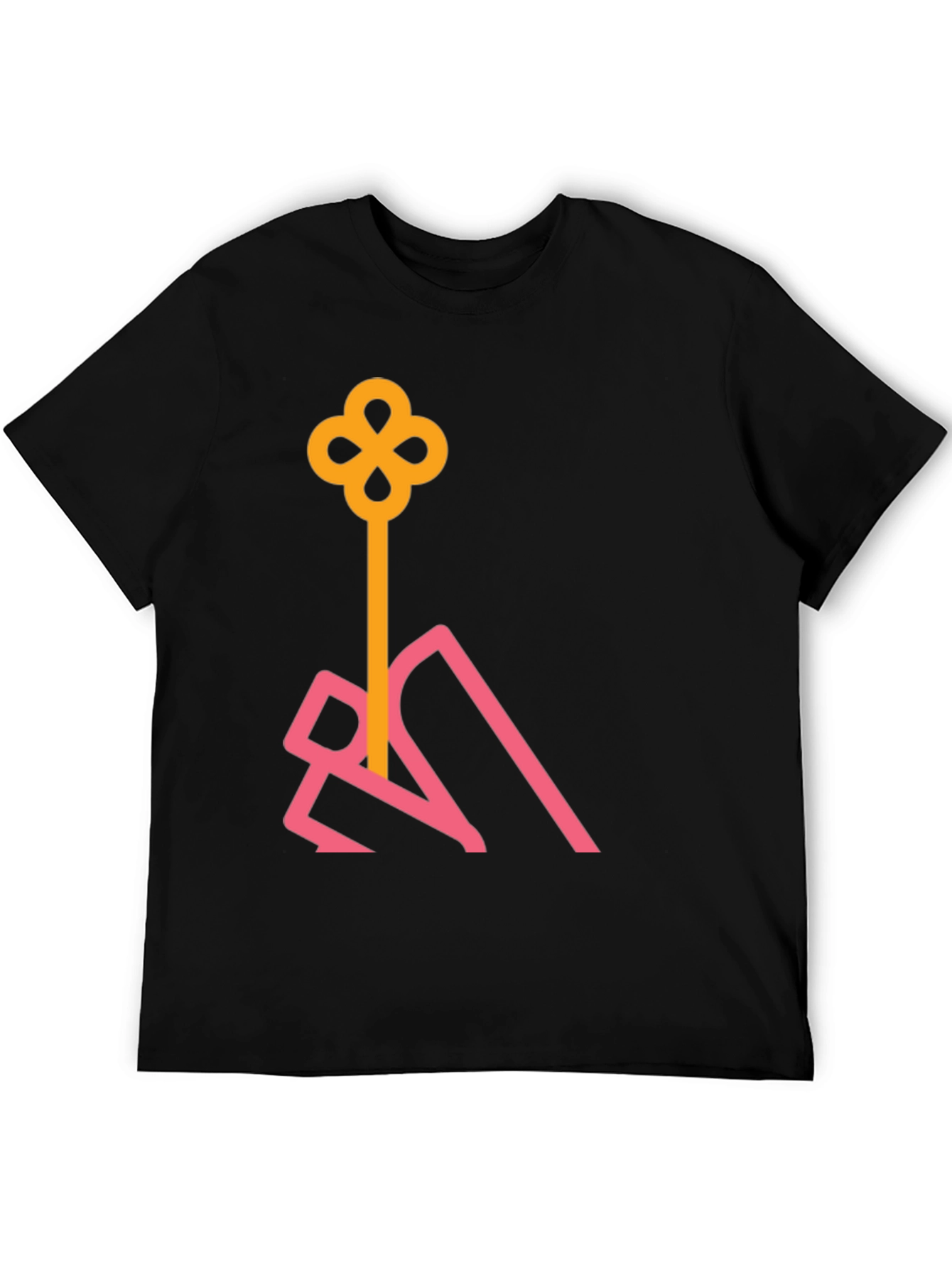 Stylish Black T-Shirt with Abstract Key Design