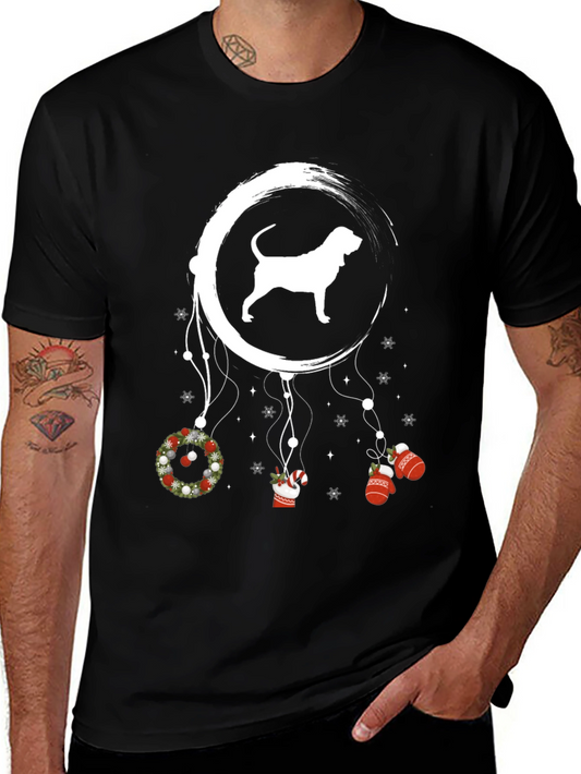 Festive Dog Dreamcatcher Black T-Shirt