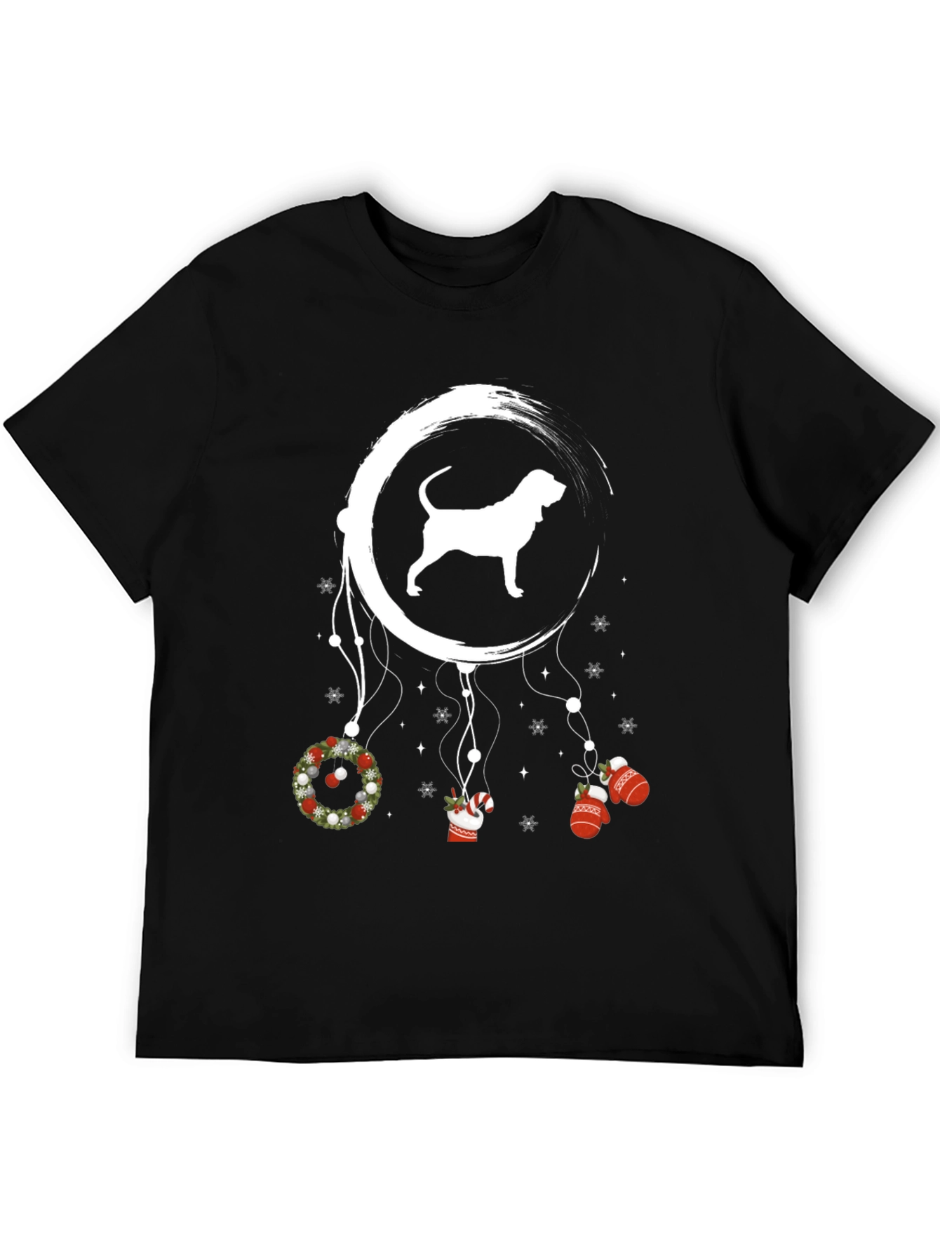 Festive Dog Dreamcatcher Black T-Shirt