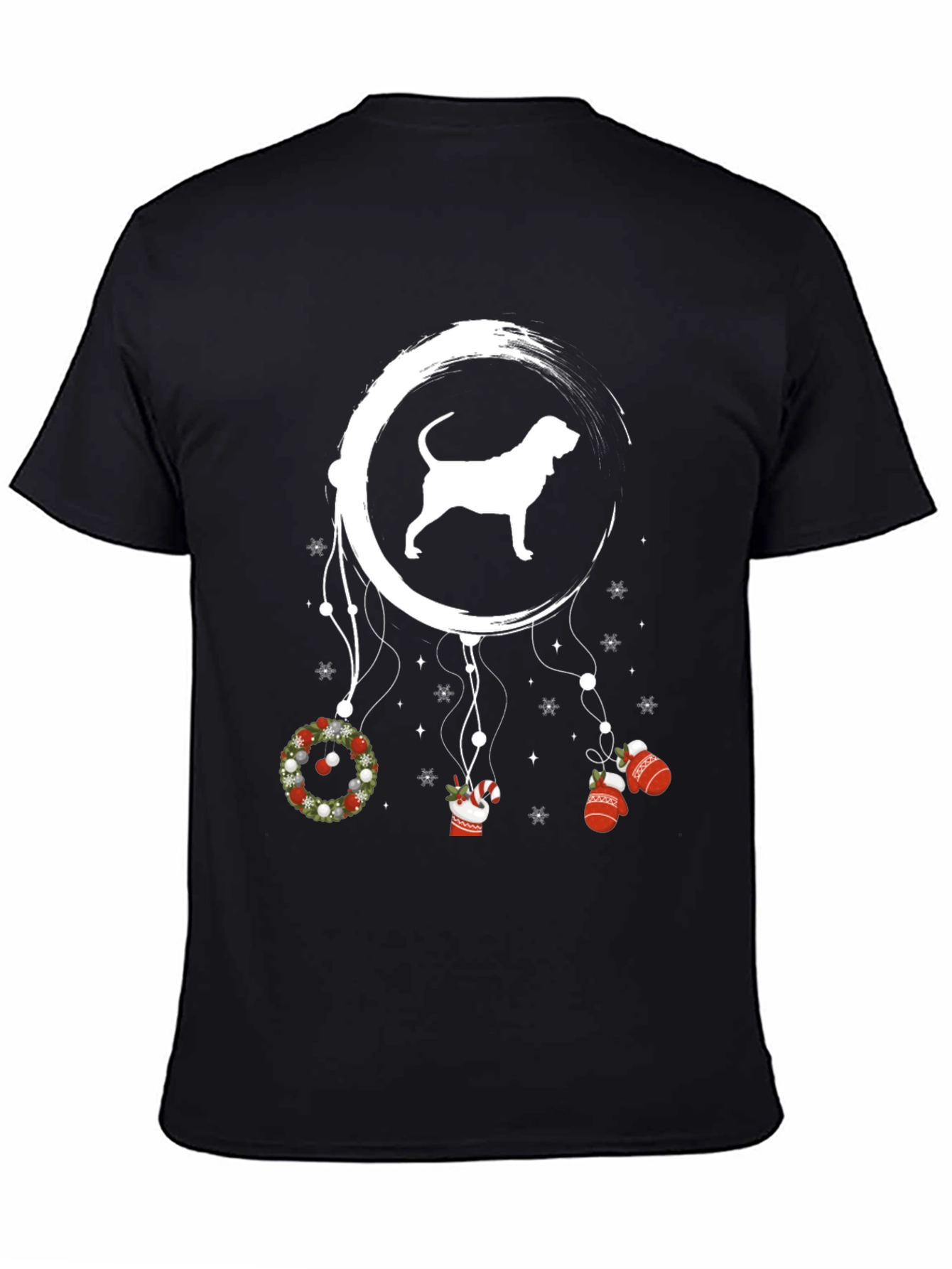 Festive Dog Dreamcatcher Black T-Shirt