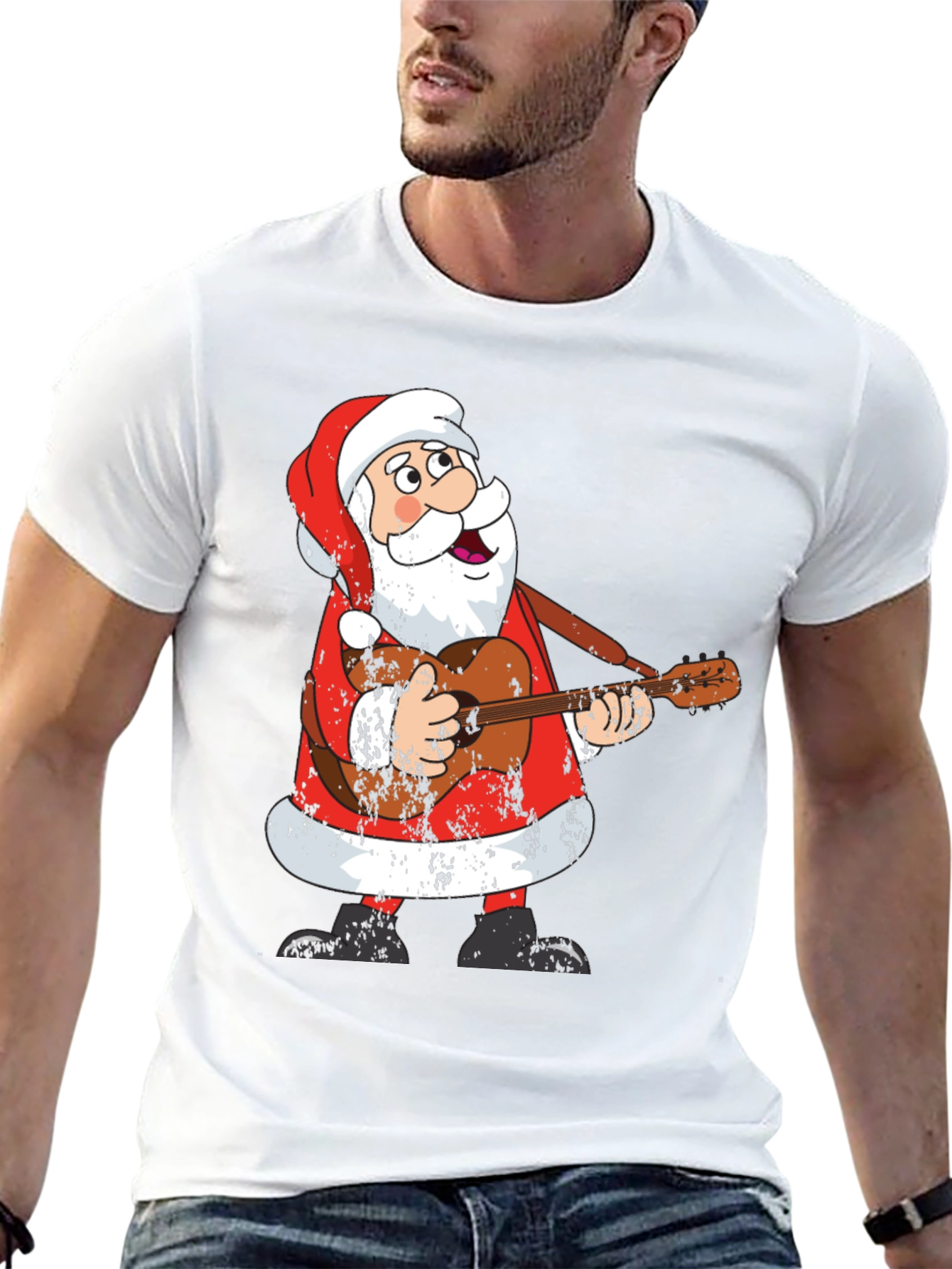 Santa Playing Guitar T-Shirt - Holiday Cheer!