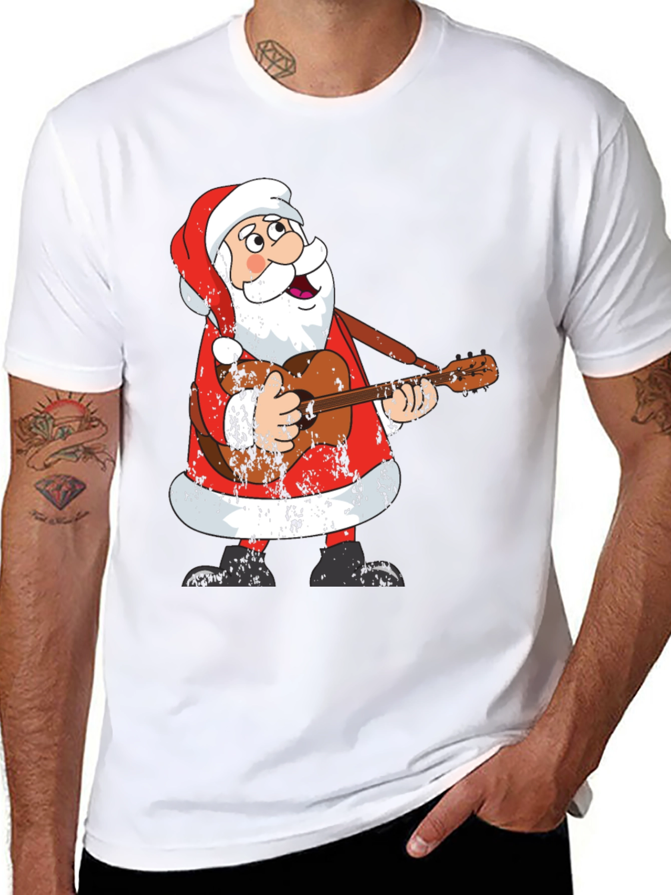 Santa Playing Guitar T-Shirt - Holiday Cheer!