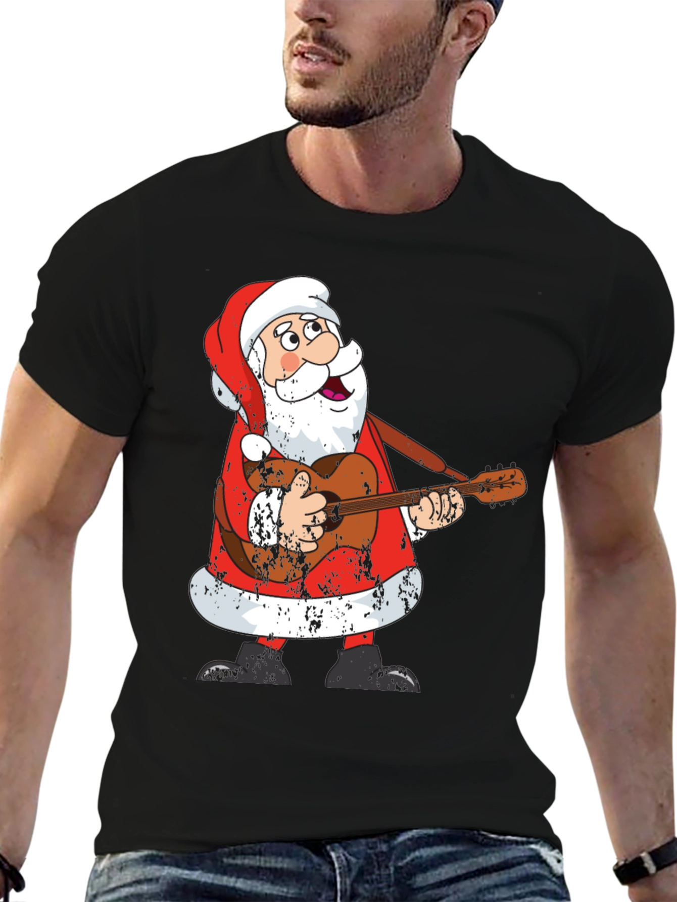 Santa Playing Guitar T-Shirt - Holiday Cheer!