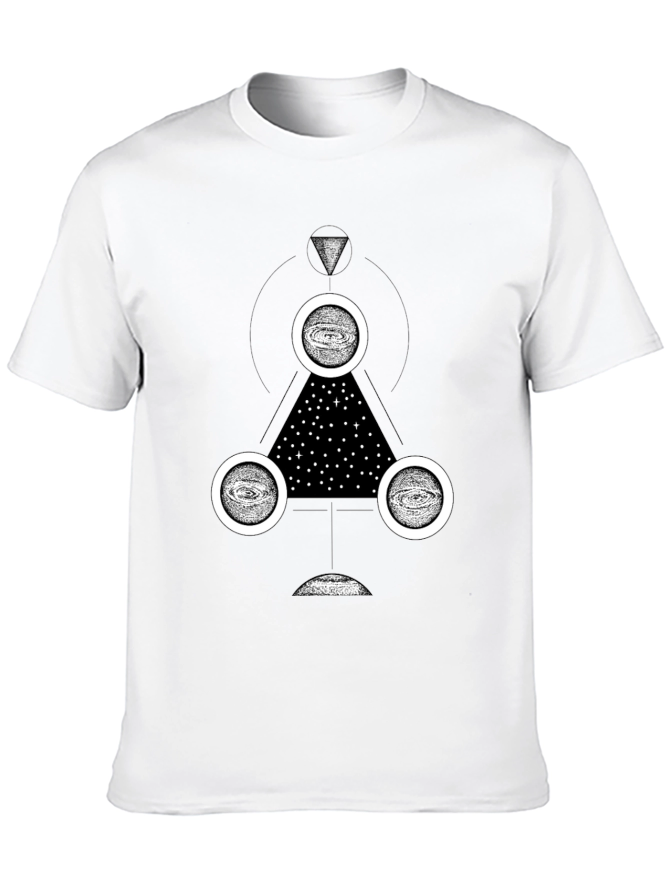 Cosmic Geometry Graphic Tee - Black Cotton T-Shirt