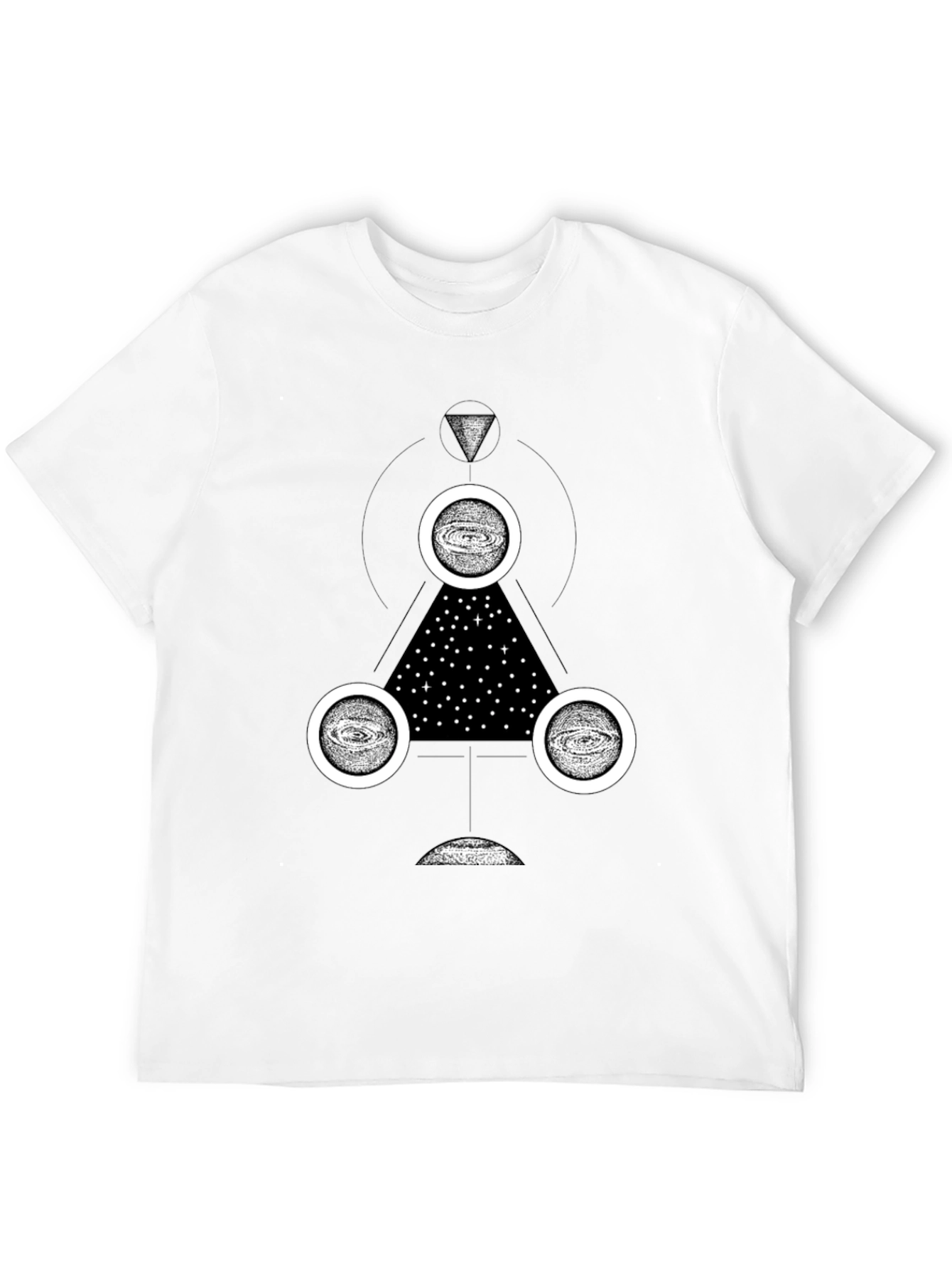 Cosmic Geometry Graphic Tee - Black Cotton T-Shirt