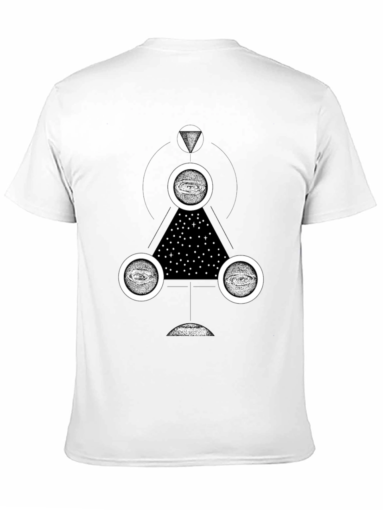 Cosmic Geometry Graphic Tee - Black Cotton T-Shirt