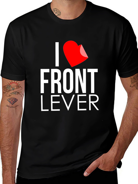 I Love Front Lever Black T-Shirt - Fitness Apparel